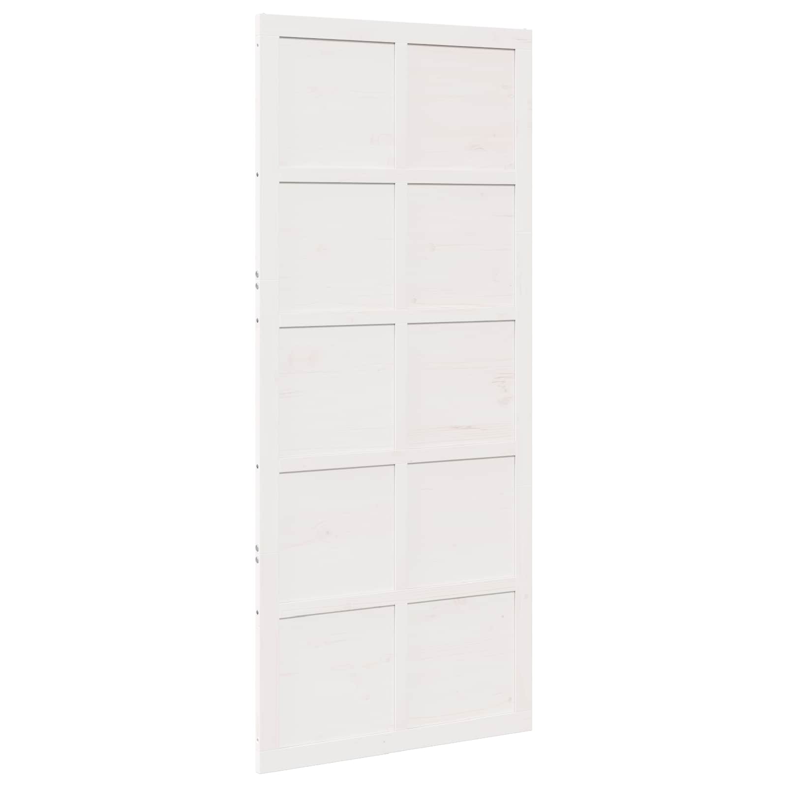 vidaXL Drzwi do stodoły Biały 80 x 2,5 x 208 cm Lite drewno sosnowe
