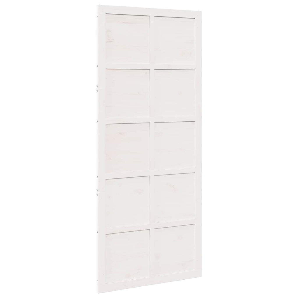 vidaXL Drzwi do stodoły Biały 80 x 2,5 x 208 cm Lite drewno sosnowe