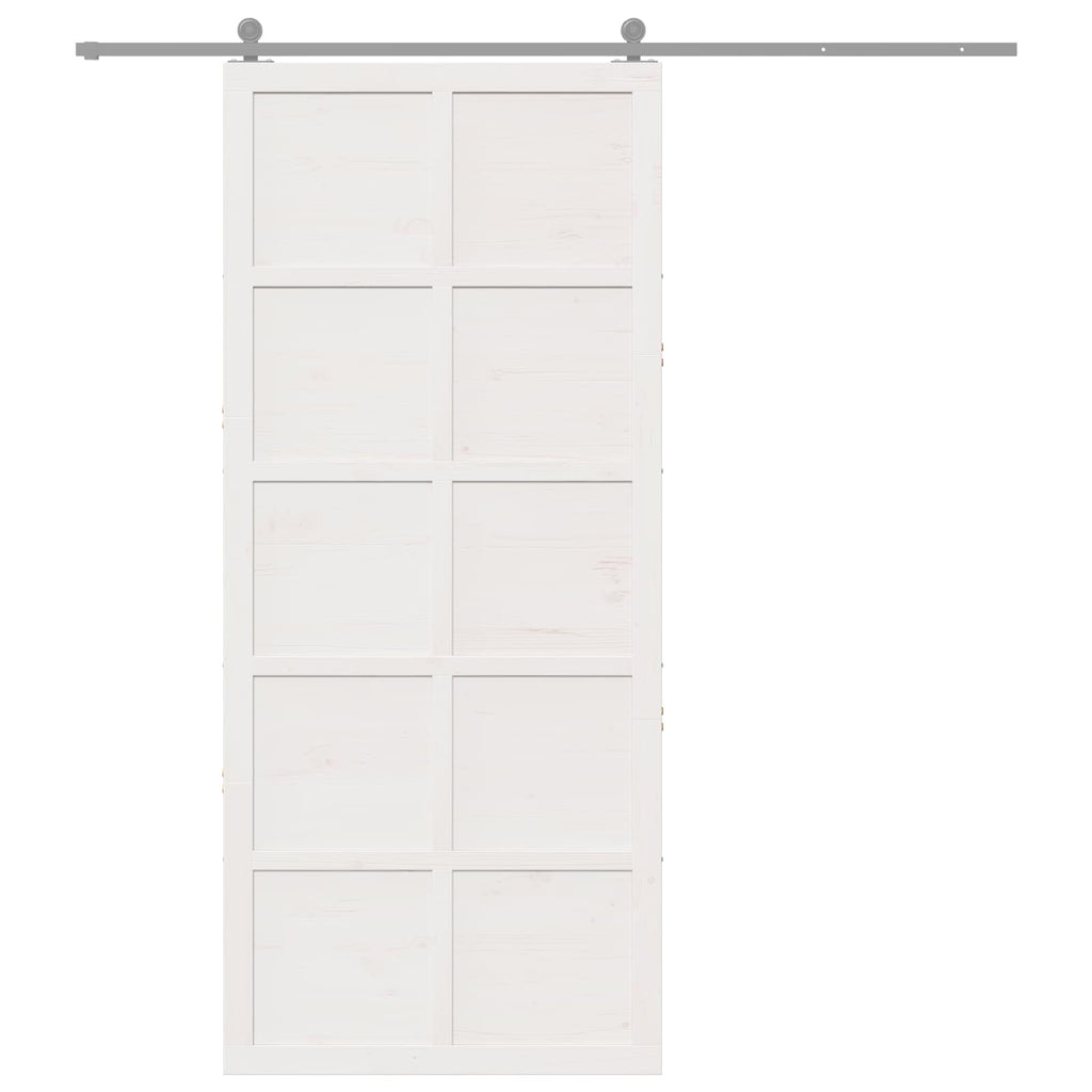 vidaXL Drzwi do stodoły Biały 80 x 2,5 x 208 cm Lite drewno sosnowe
