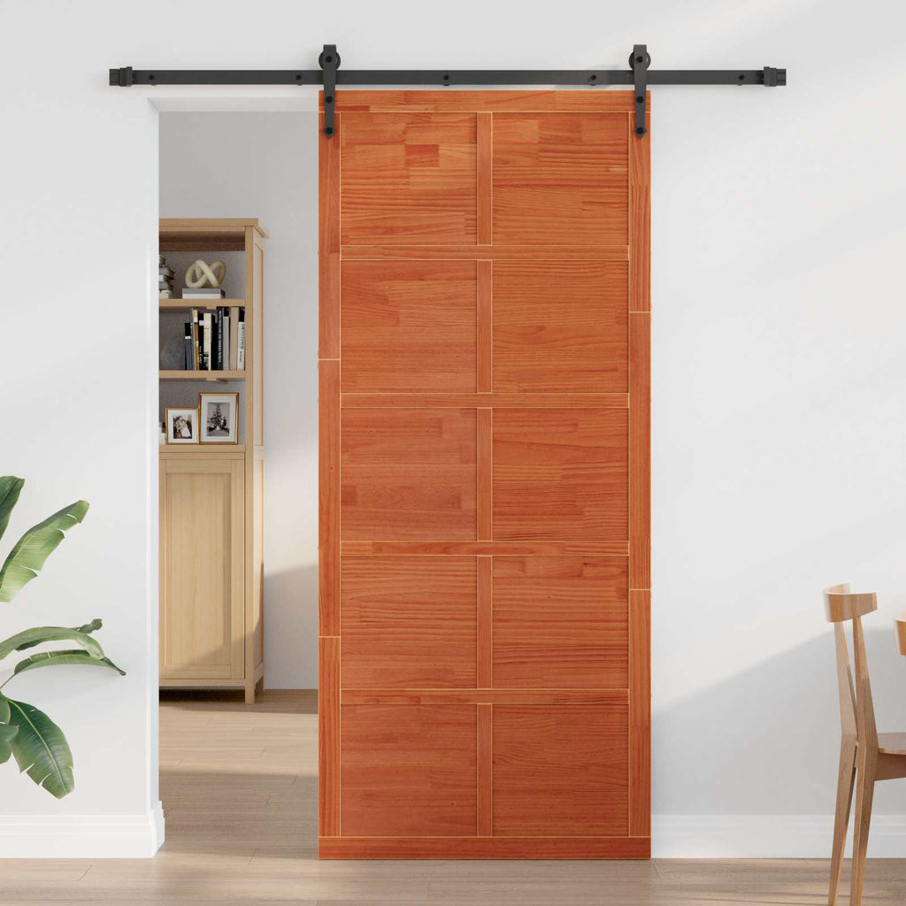 vidaXL Drzwi do stodoły Sosna woskowana 80 x 2,5 x 208 cm