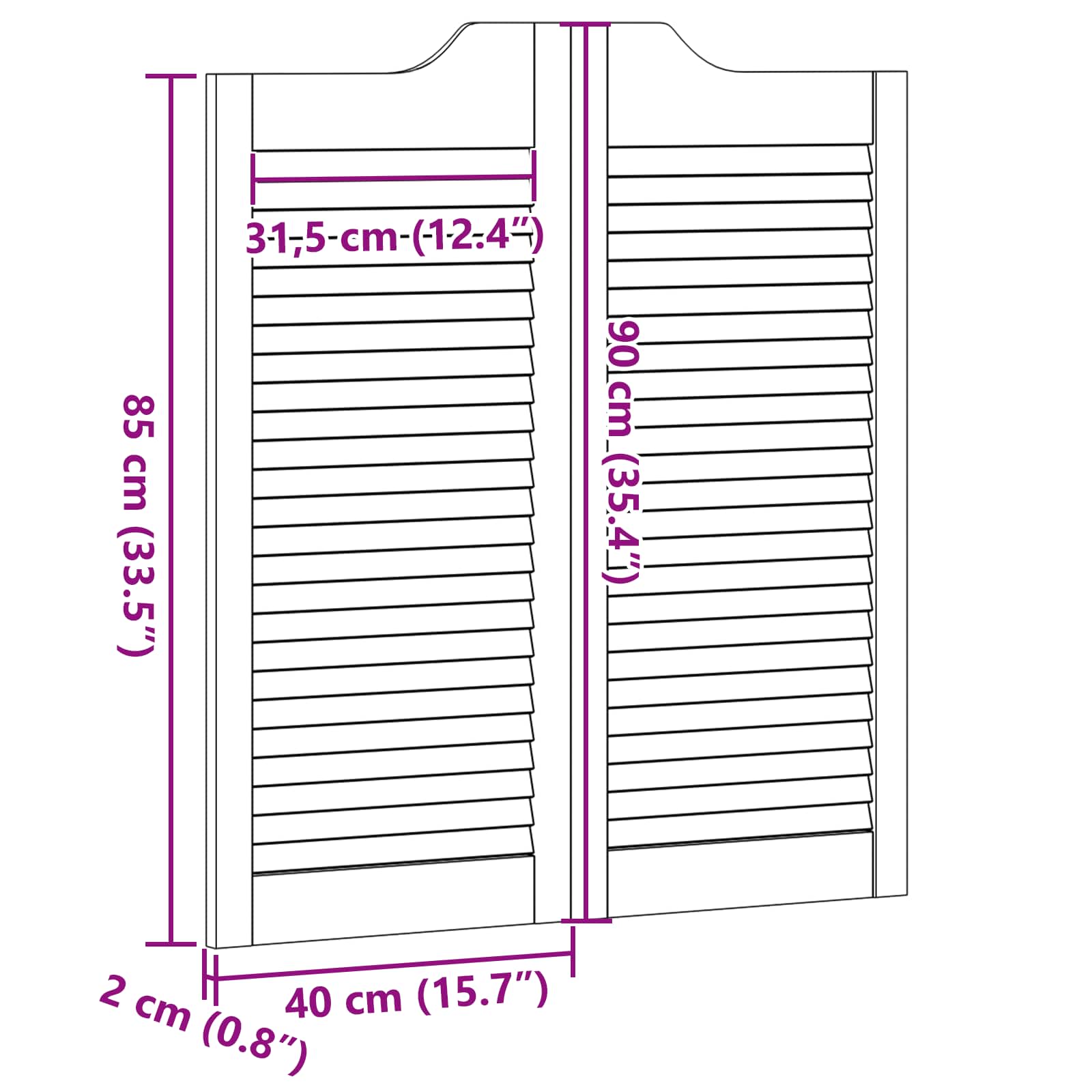 vidaXL Drzwi wahadłowe naturalny 90 x 40 cm Lite drewno sosnowe