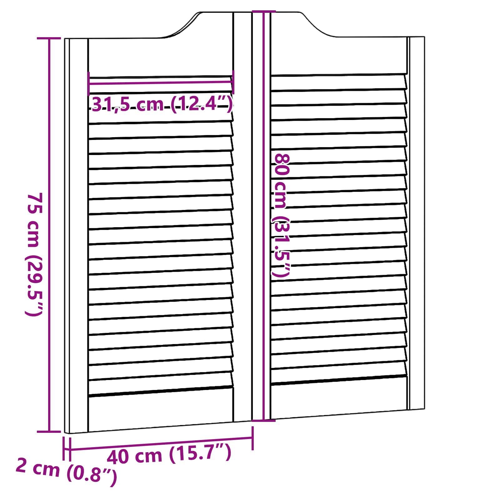 vidaXL Drzwi wahadłowe 2 pcs Biały Lite drewno sosnowe