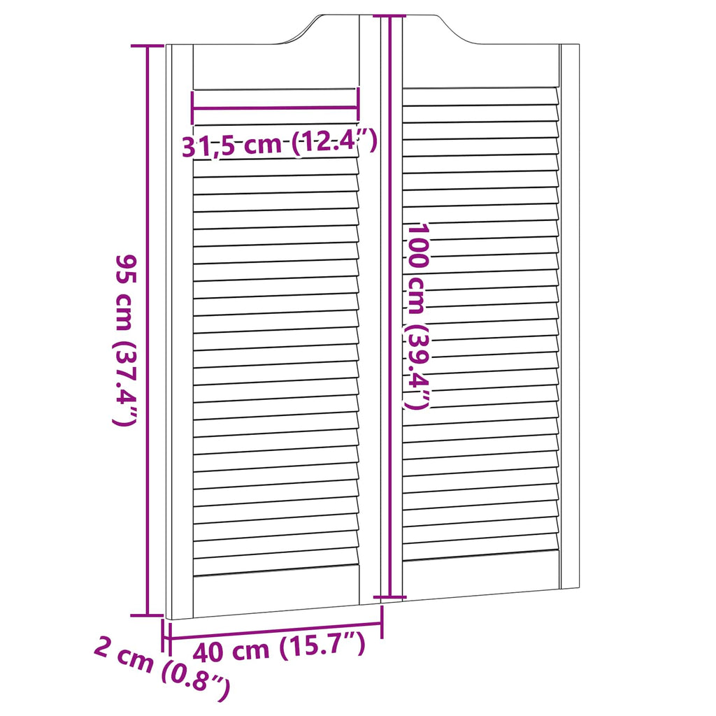 vidaXL Drzwi wahadłowe Biały 100 x 40 cm Lite drewno sosnowe