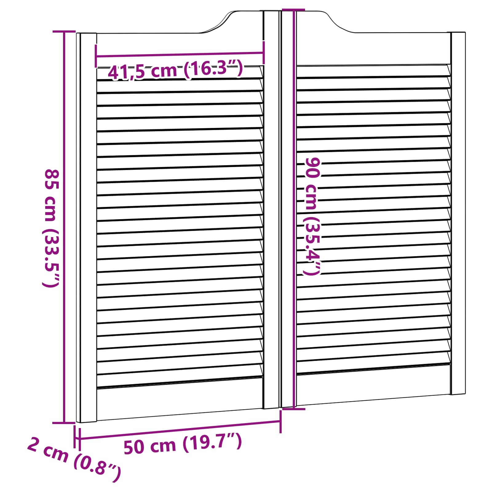 vidaXL Drzwi wahadłowe 2 pcs Biały Lite drewno sosnowe