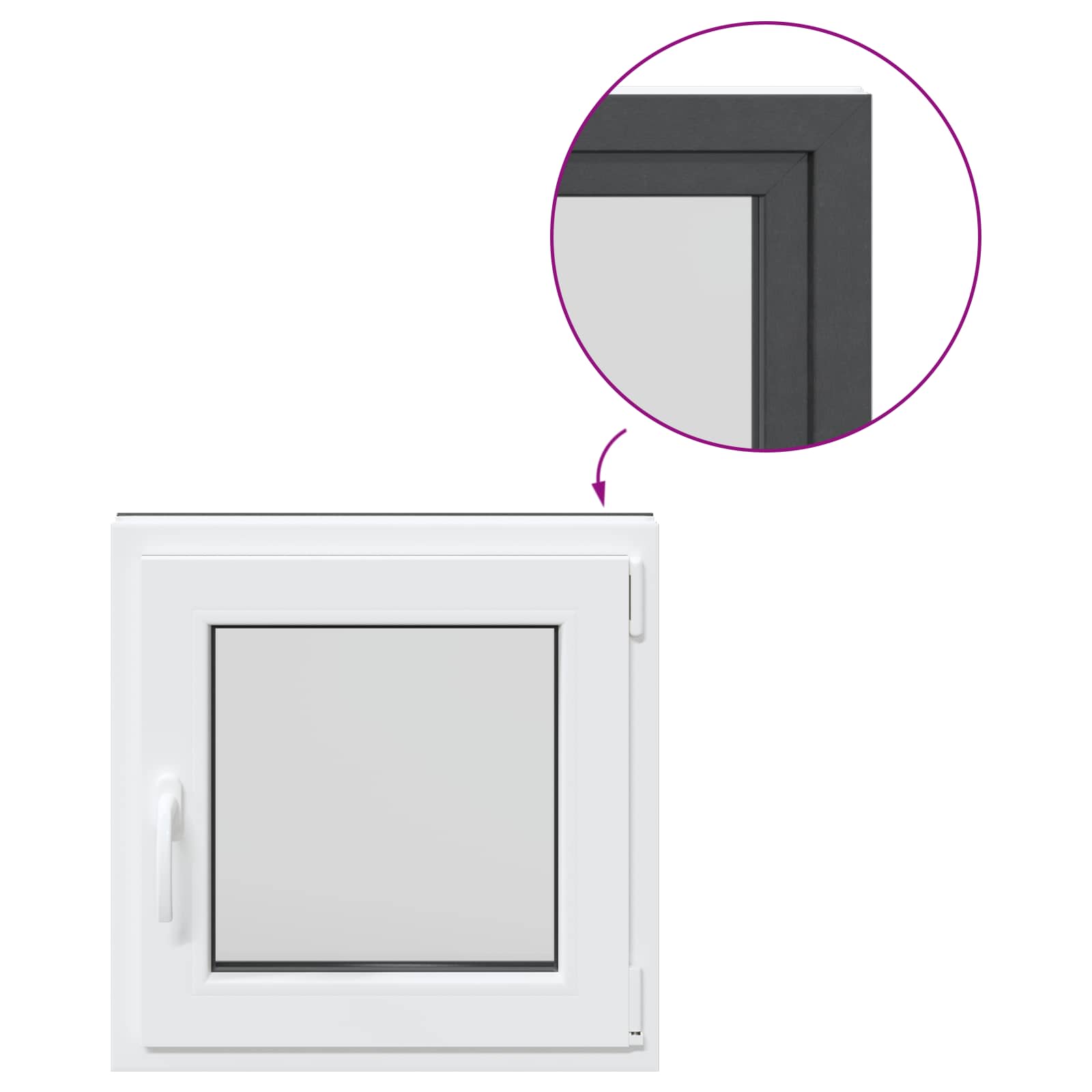 vidaXL Okno piwniczne RISOR 50 x 50 cm PVC i szkło antracytowy