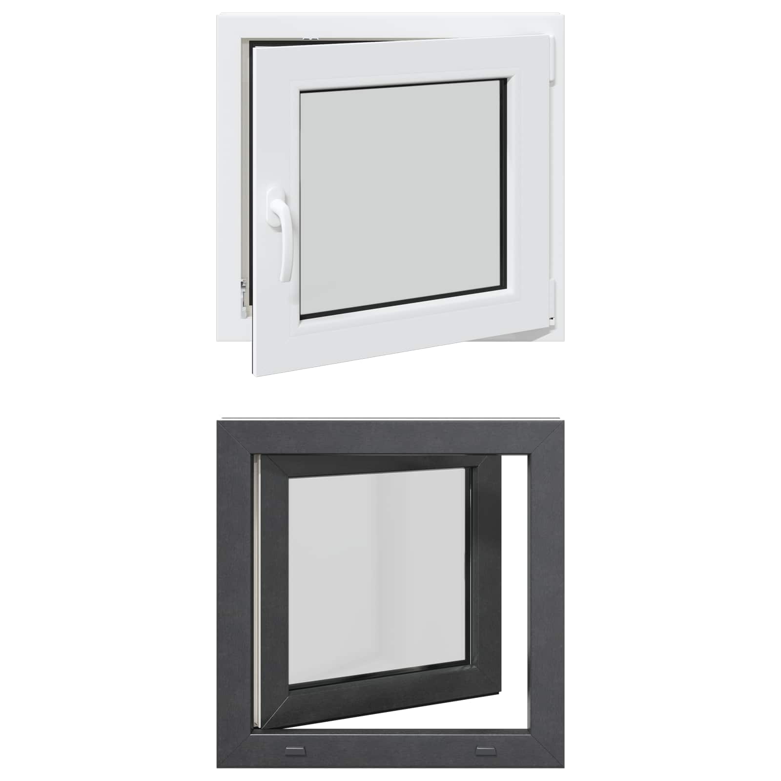 vidaXL Okno piwniczne RISOR 50 x 50 cm PVC i szkło antracytowy