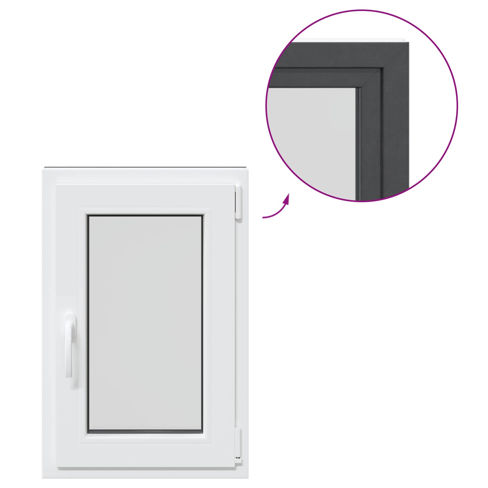 vidaXL Okno piwniczne RISOR 50 x 75 cm PVC i szkło antracytowy