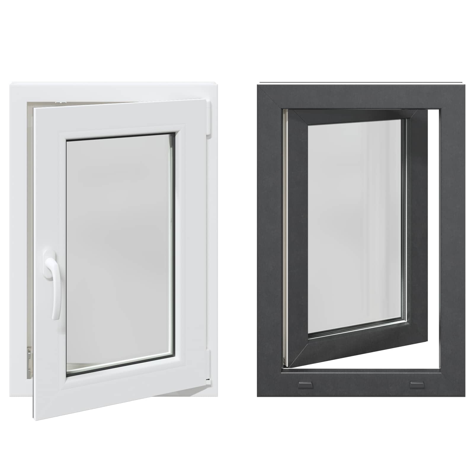 vidaXL Okno piwniczne RISOR 50 x 75 cm PVC i szkło antracytowy
