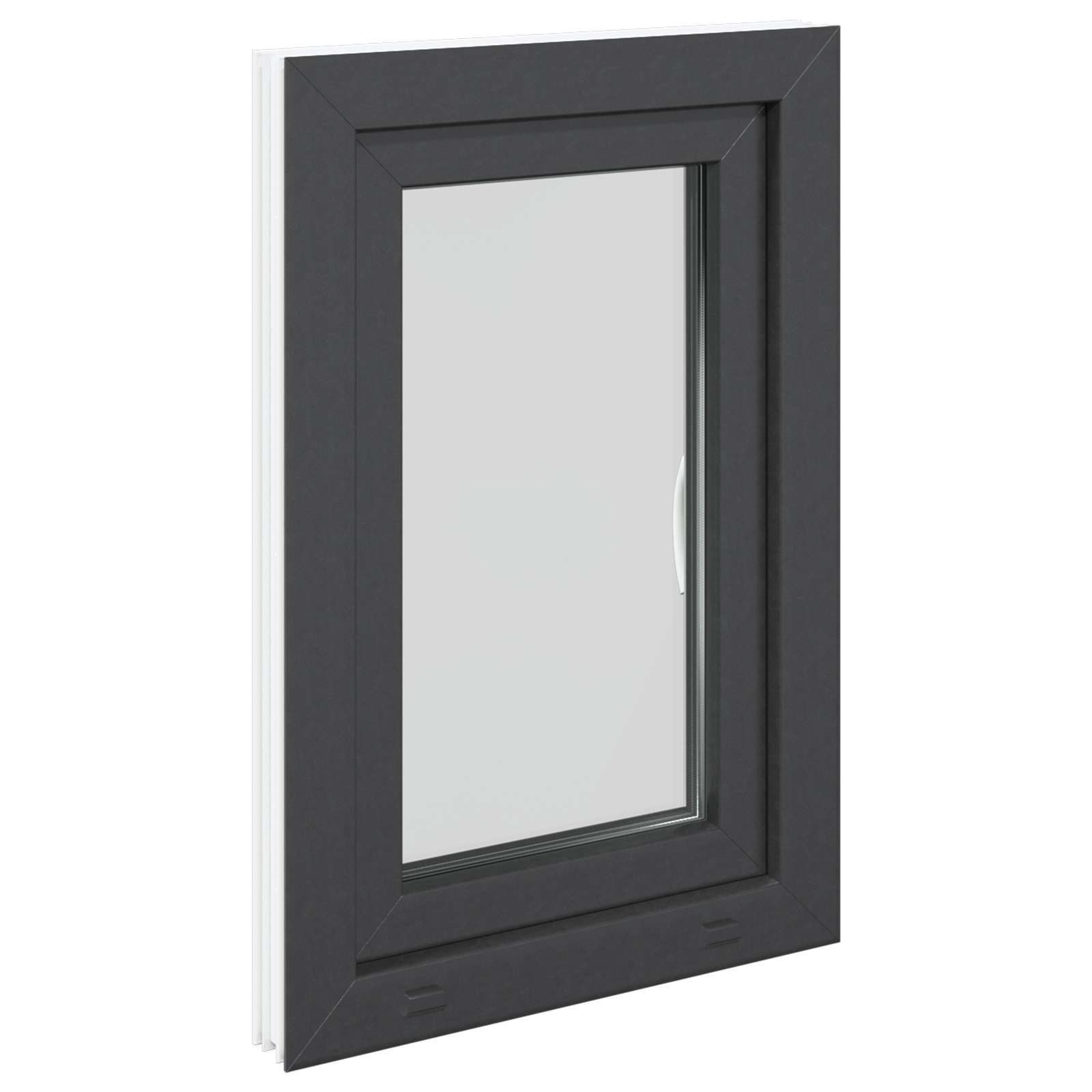 vidaXL Okno piwniczne RISOR 50 x 75 cm PVC i szkło antracytowy