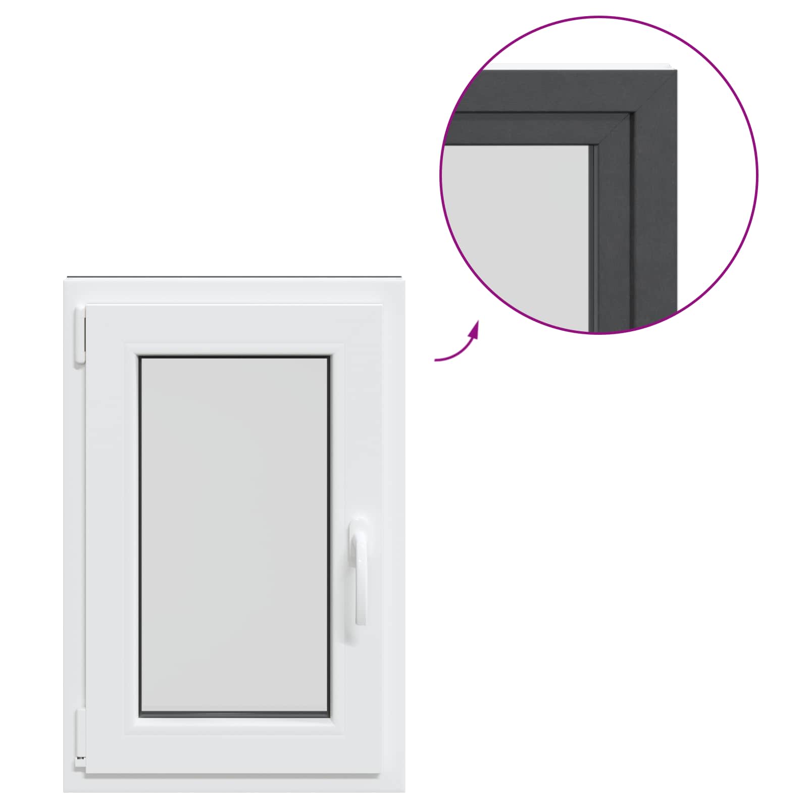 vidaXL Okno piwniczne RISOR 50 x 75 cm PVC i szkło antracytowy