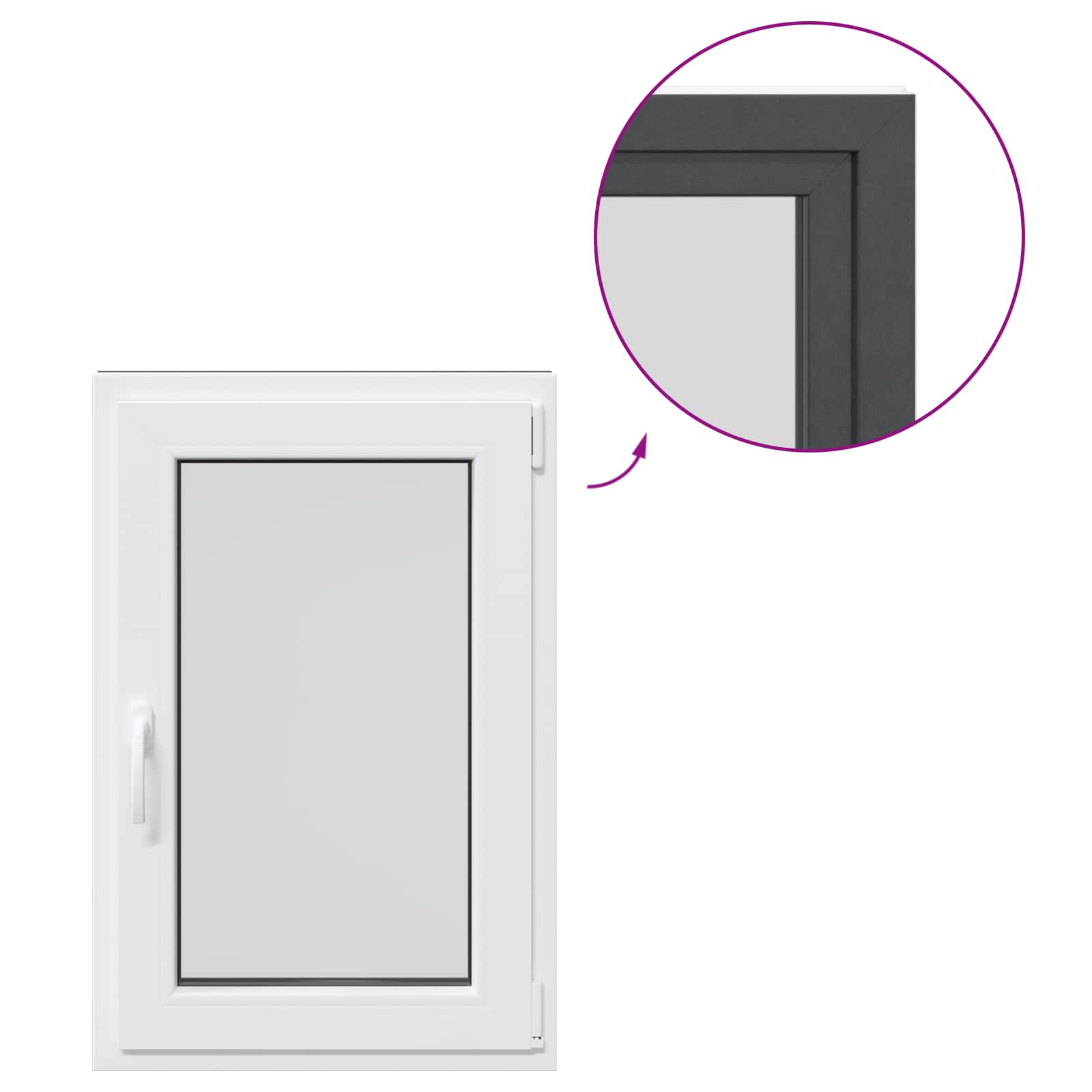 vidaXL Okno piwniczne RISOR 60 x 80 cm PVC i szkło antracytowy