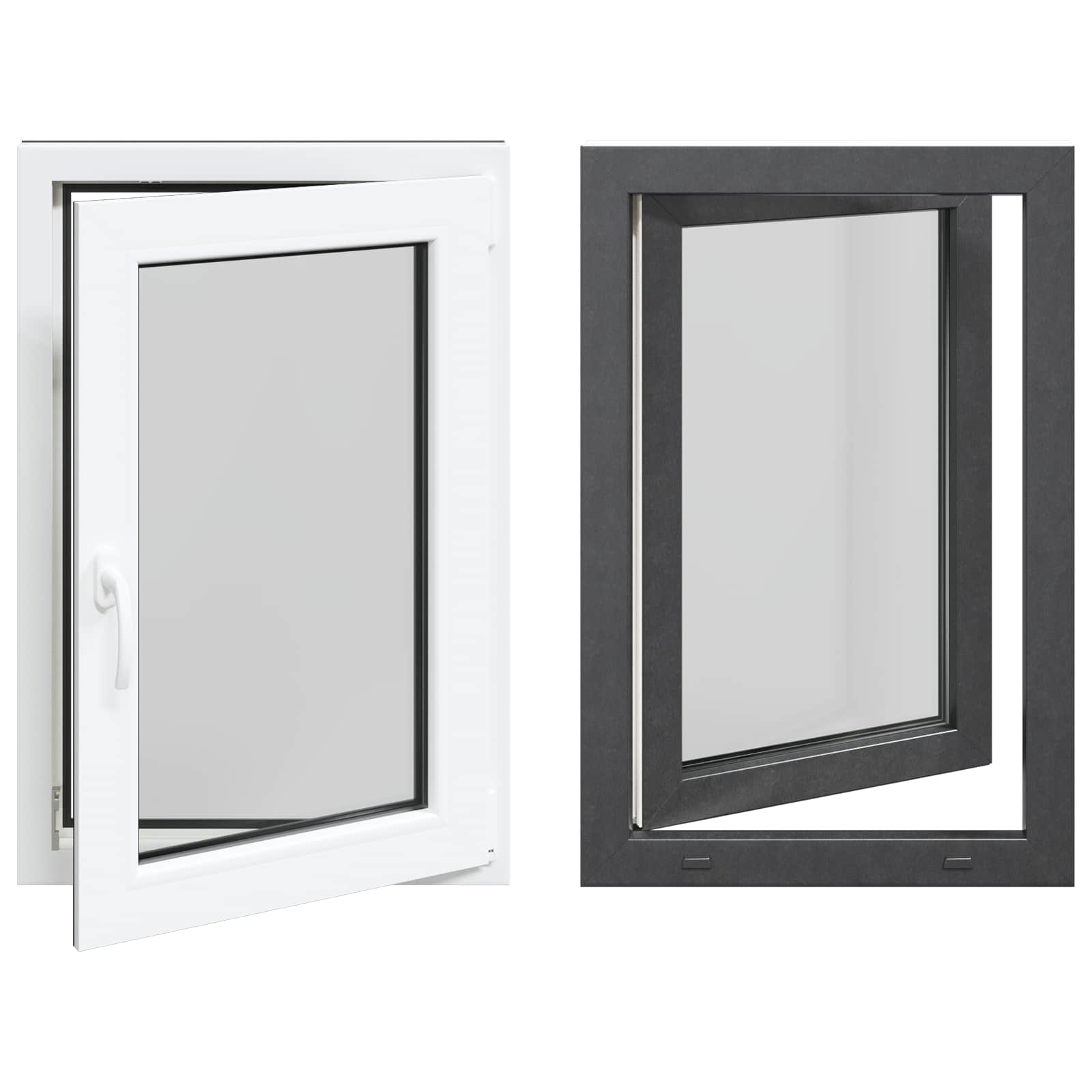 vidaXL Okno piwniczne RISOR 60 x 90 cm PVC i szkło antracytowy