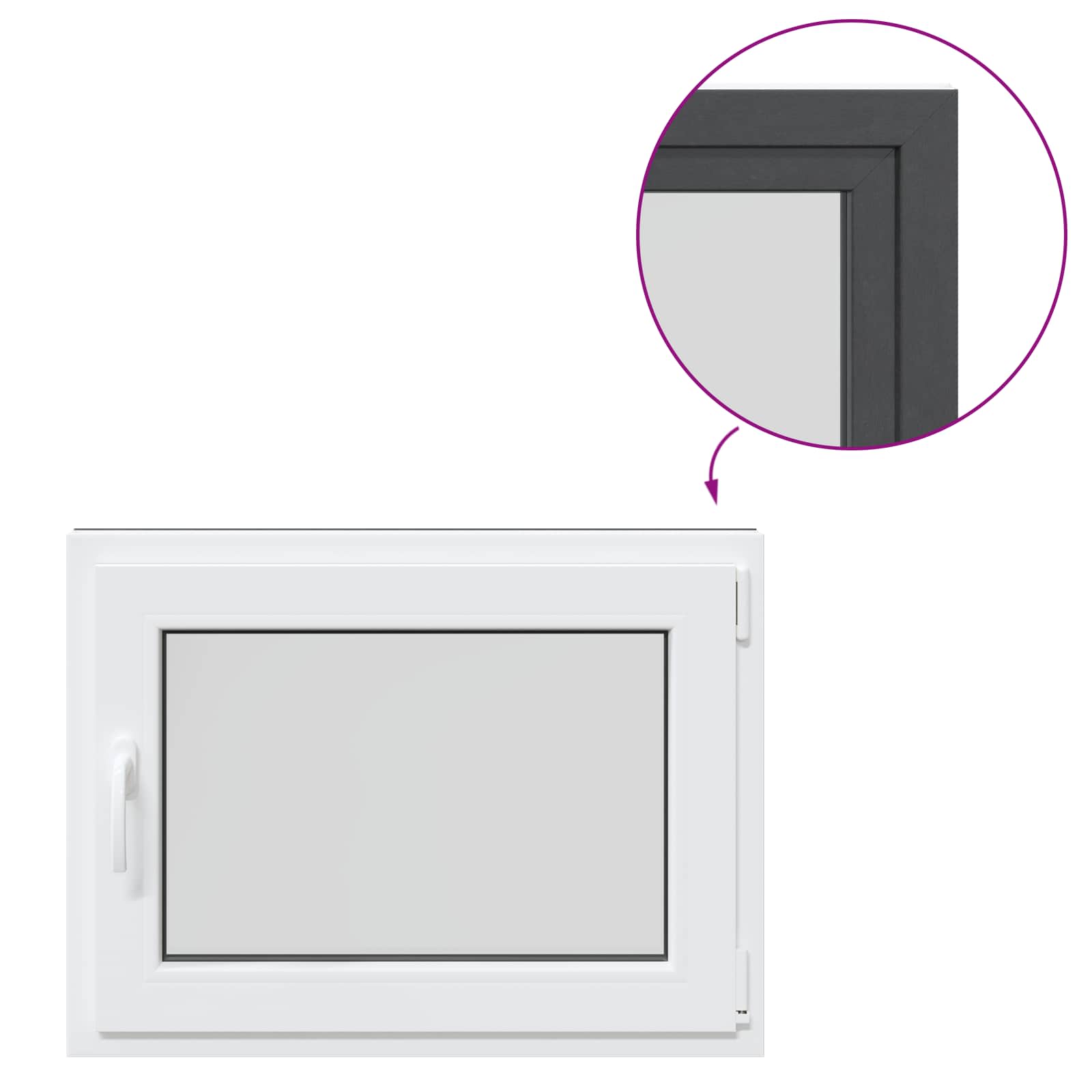 vidaXL Okno piwniczne RISOR 80 x 50 cm PVC i szkło antracytowy