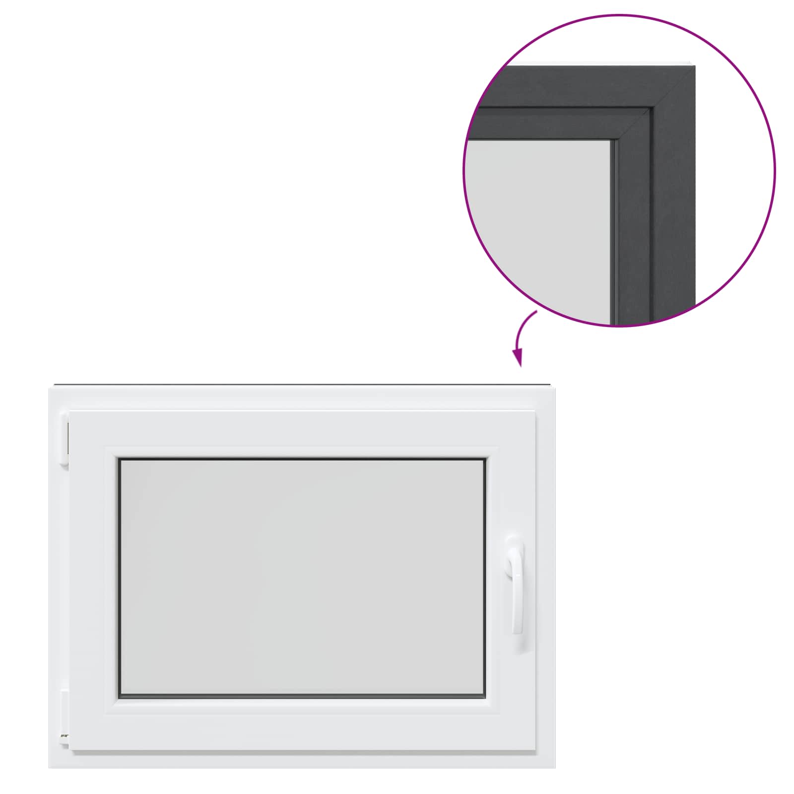 vidaXL Okno piwniczne RISOR 80 x 60 cm PVC i szkło antracytowy