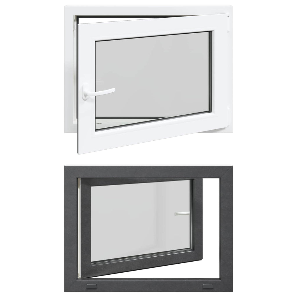 vidaXL Okno piwniczne RISOR 80 x 60 cm PVC i szkło antracytowy