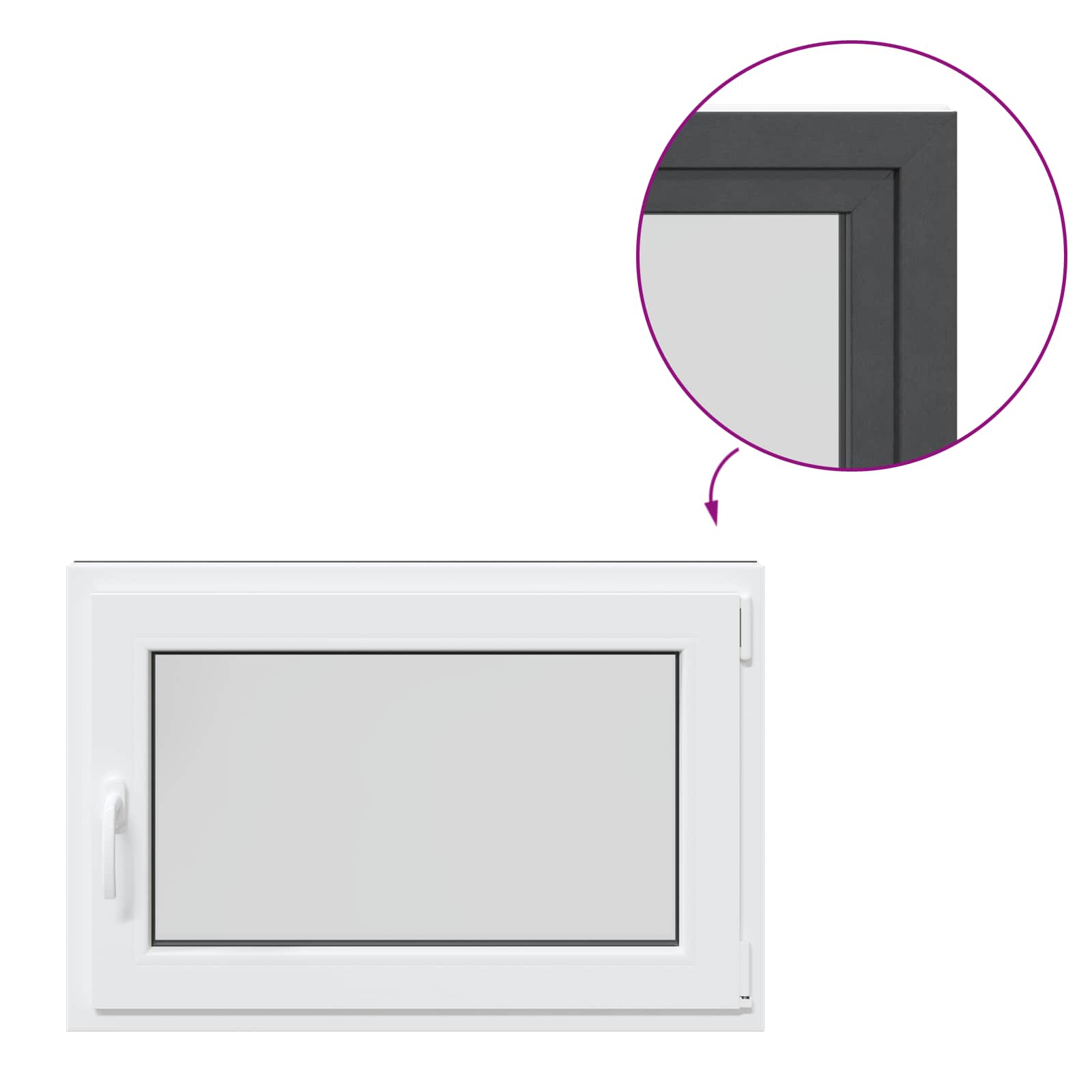vidaXL Okno piwniczne RISOR 90 x 60 cm PVC i szkło antracytowy