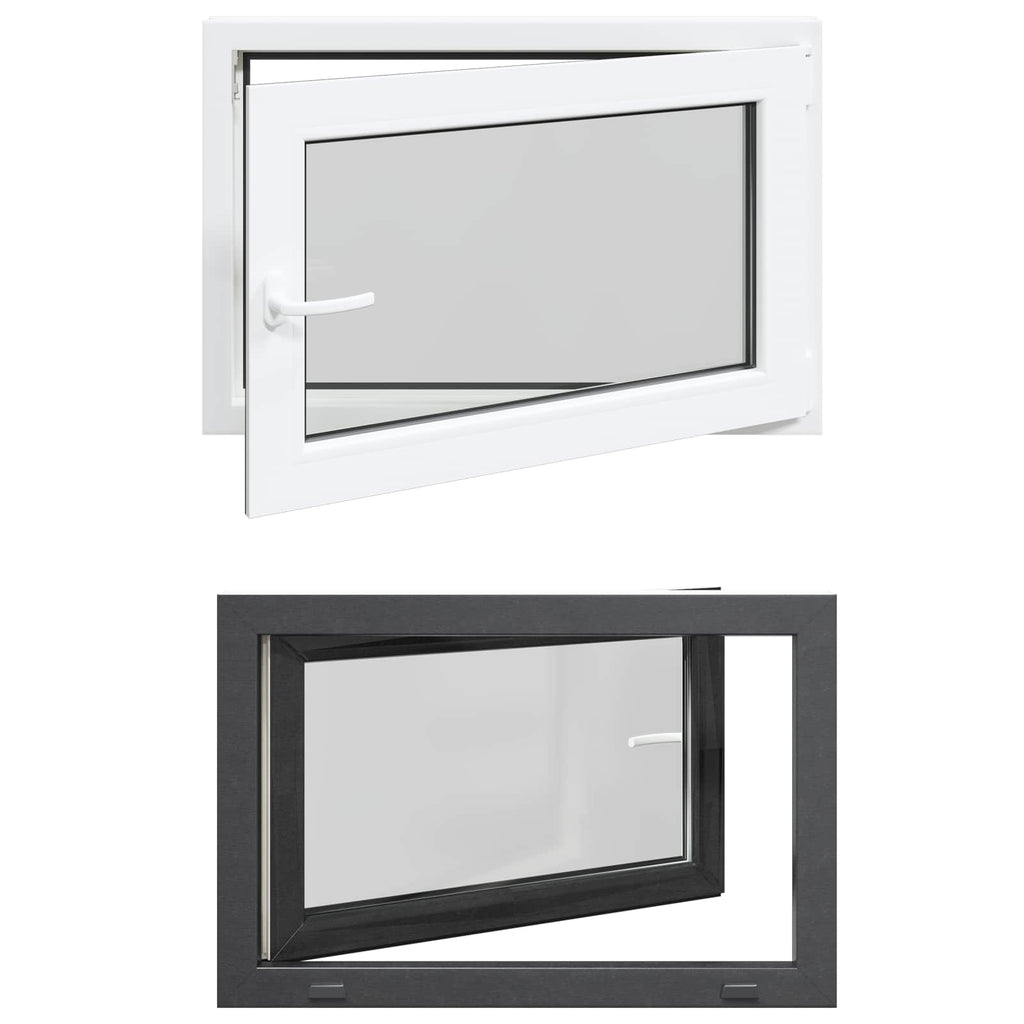 vidaXL Okno piwniczne RISOR 90 x 60 cm PVC i szkło antracytowy