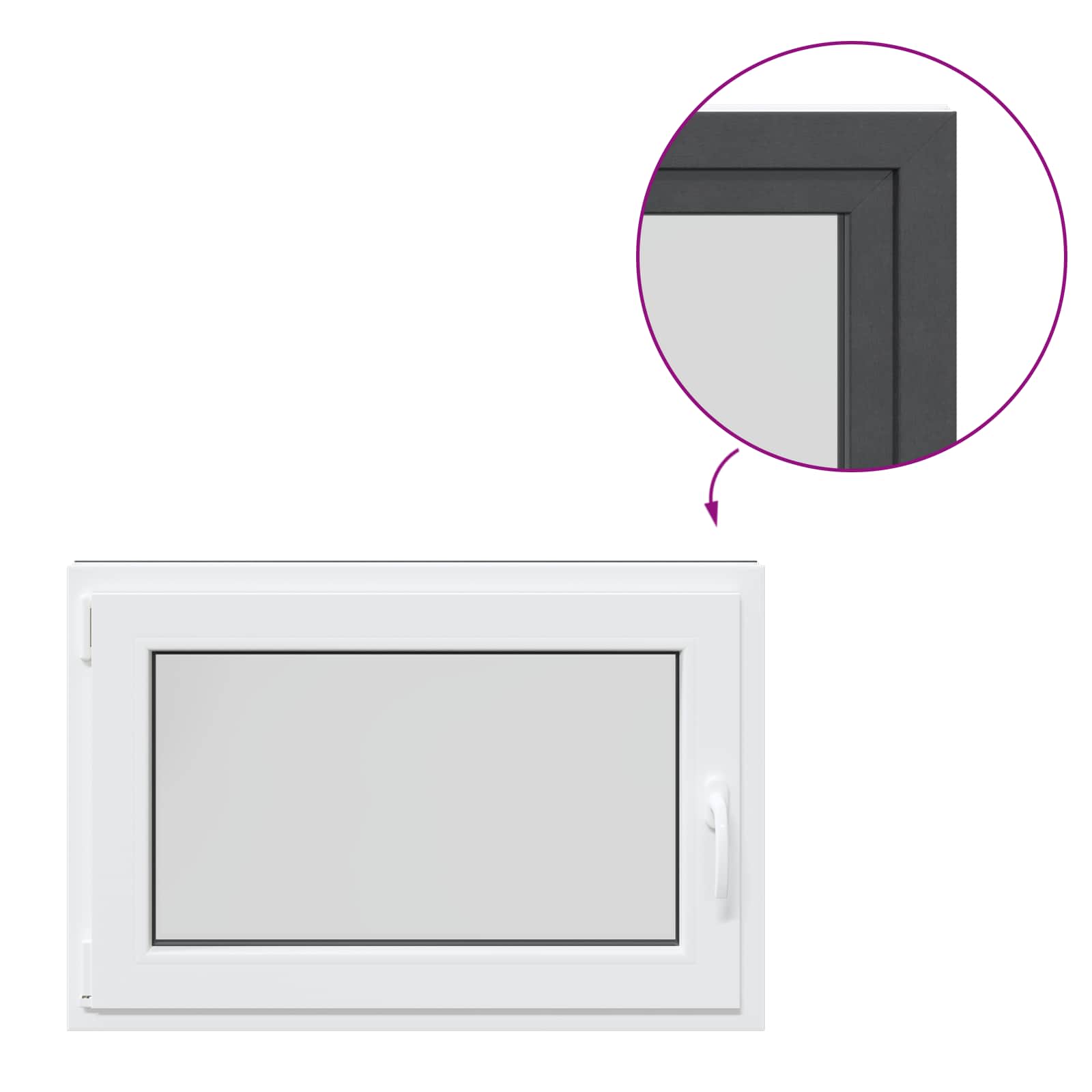 vidaXL Okno piwniczne RISOR 90 x 70 cm PVC i szkło antracytowy