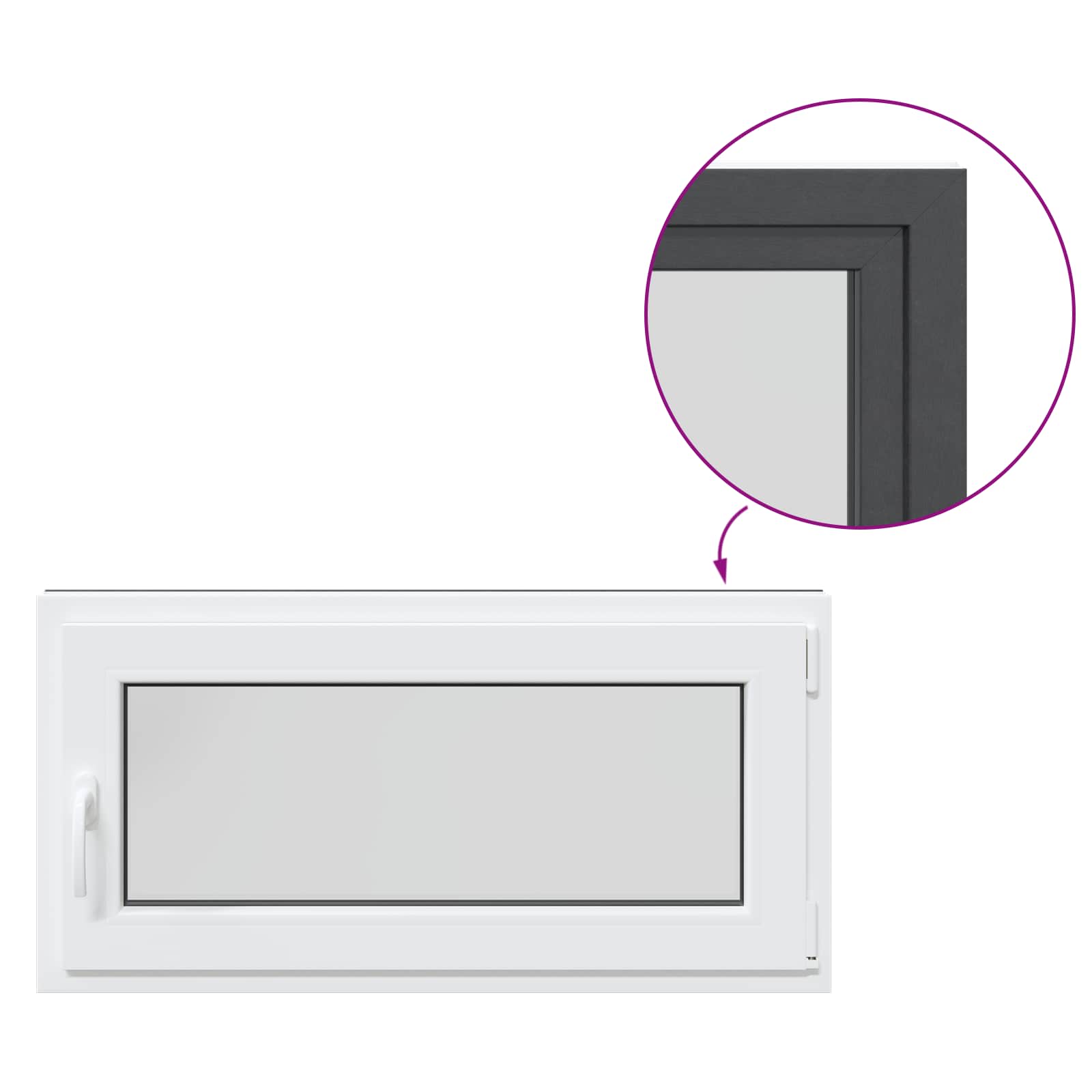 vidaXL Okno piwniczne RISOR 100 x 50 cm PVC i szkło antracytowy