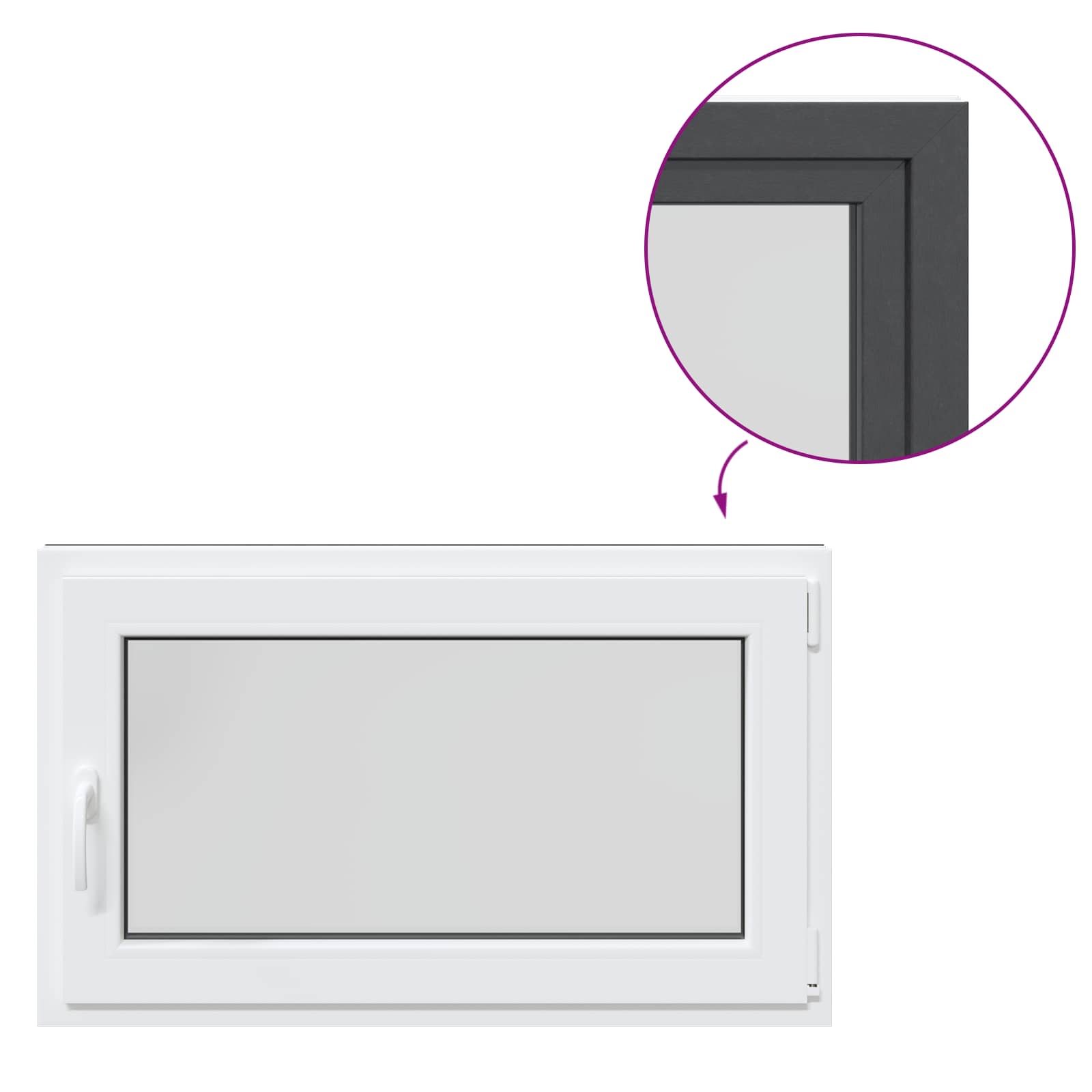 vidaXL Okno piwniczne RISOR 100 x 60 cm PVC i szkło antracytowy