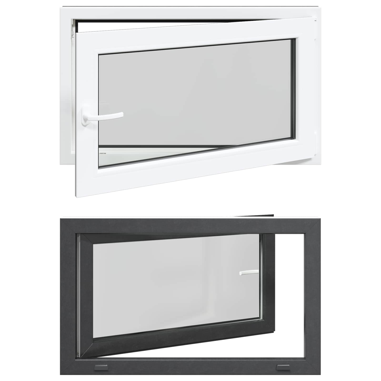 vidaXL Okno piwniczne RISOR 100 x 60 cm PVC i szkło antracytowy