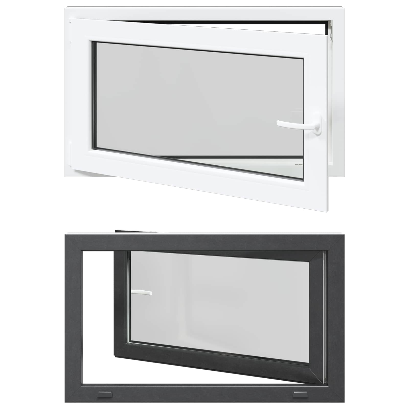 vidaXL Okno piwniczne RISOR 100 x 60 cm PVC i szkło antracytowy