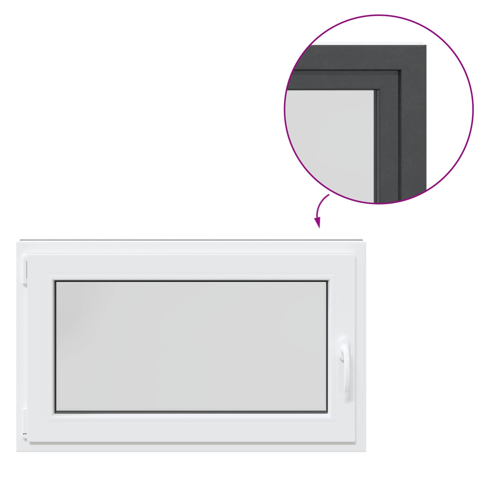 vidaXL Okno piwniczne RISOR 100 x 70 cm PVC i szkło antracytowy