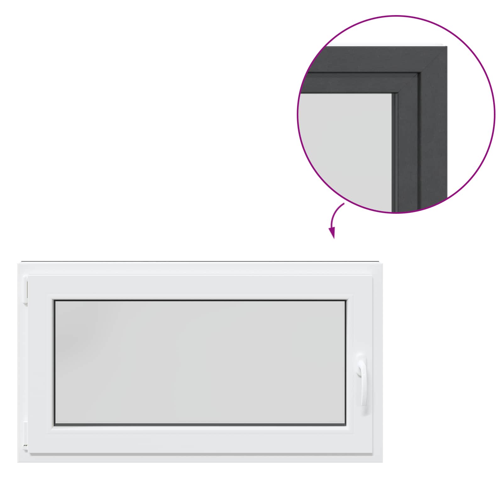 vidaXL Okno piwniczne RISOR 110 x 60 cm PVC i szkło antracytowy