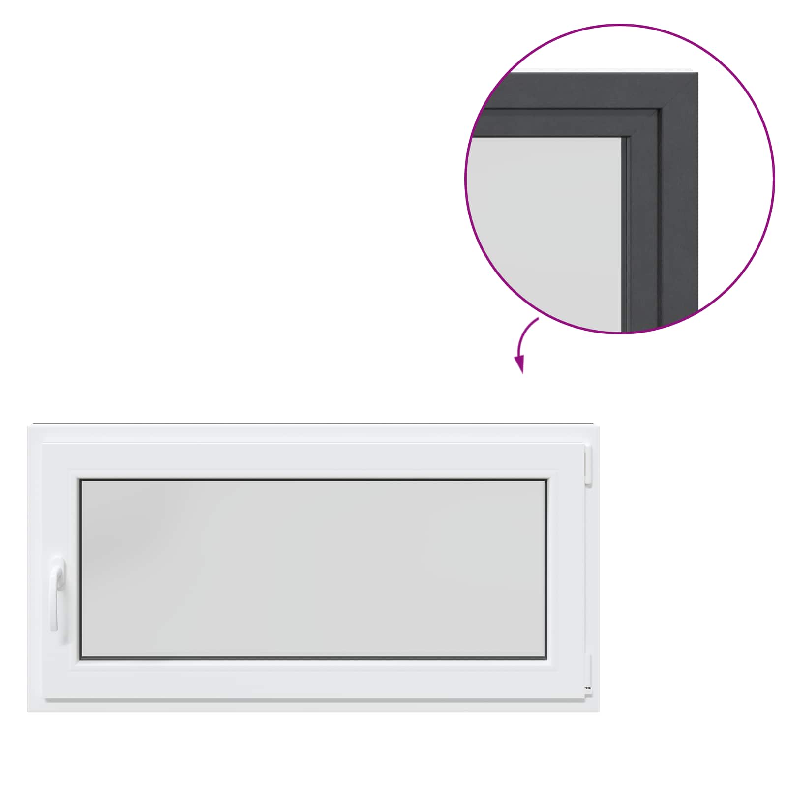 vidaXL Okno piwniczne RISOR 120 x 60 cm PVC i szkło antracytowy
