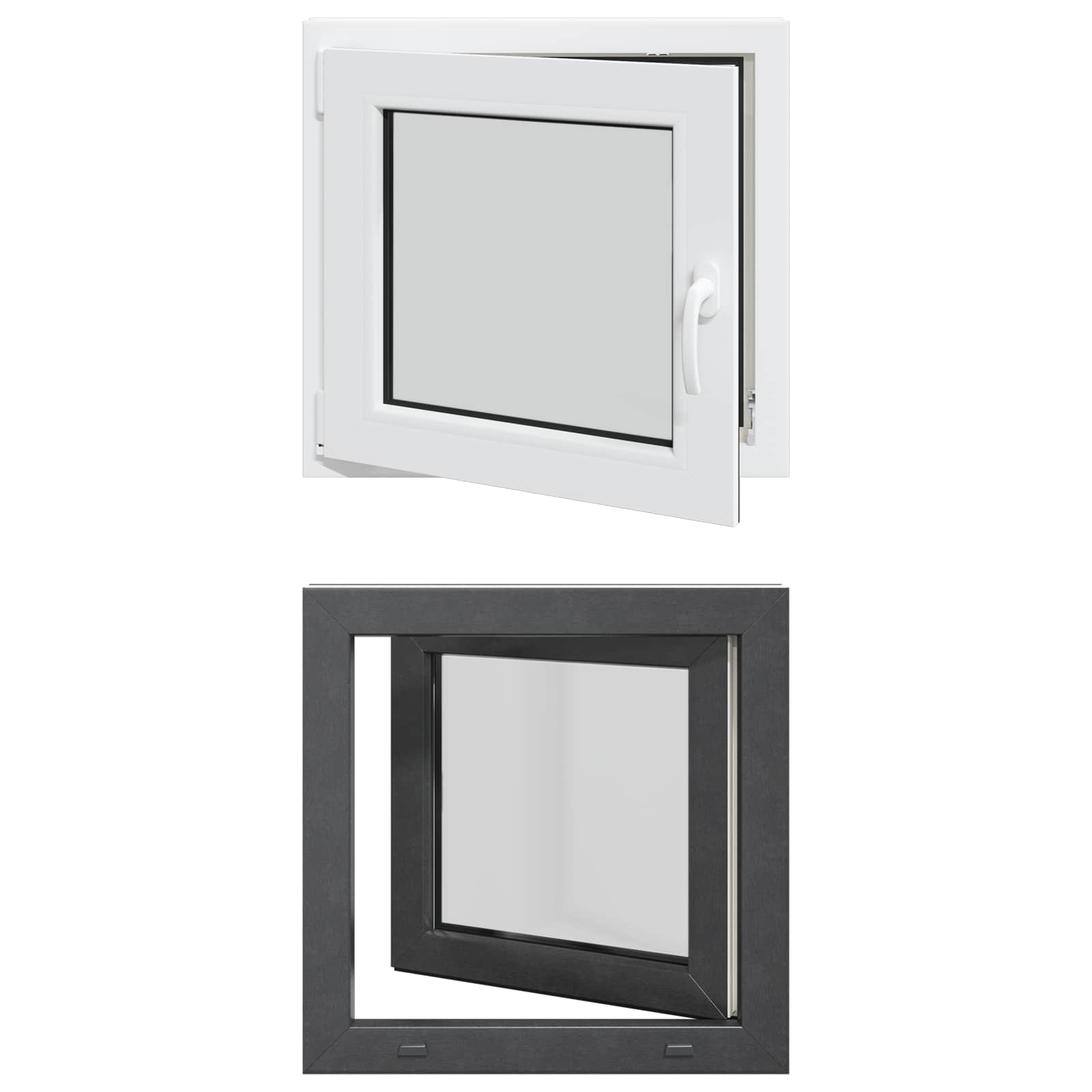 vidaXL Okno piwniczne RISOR 50 x 50 cm PVC i szkło antracytowy
