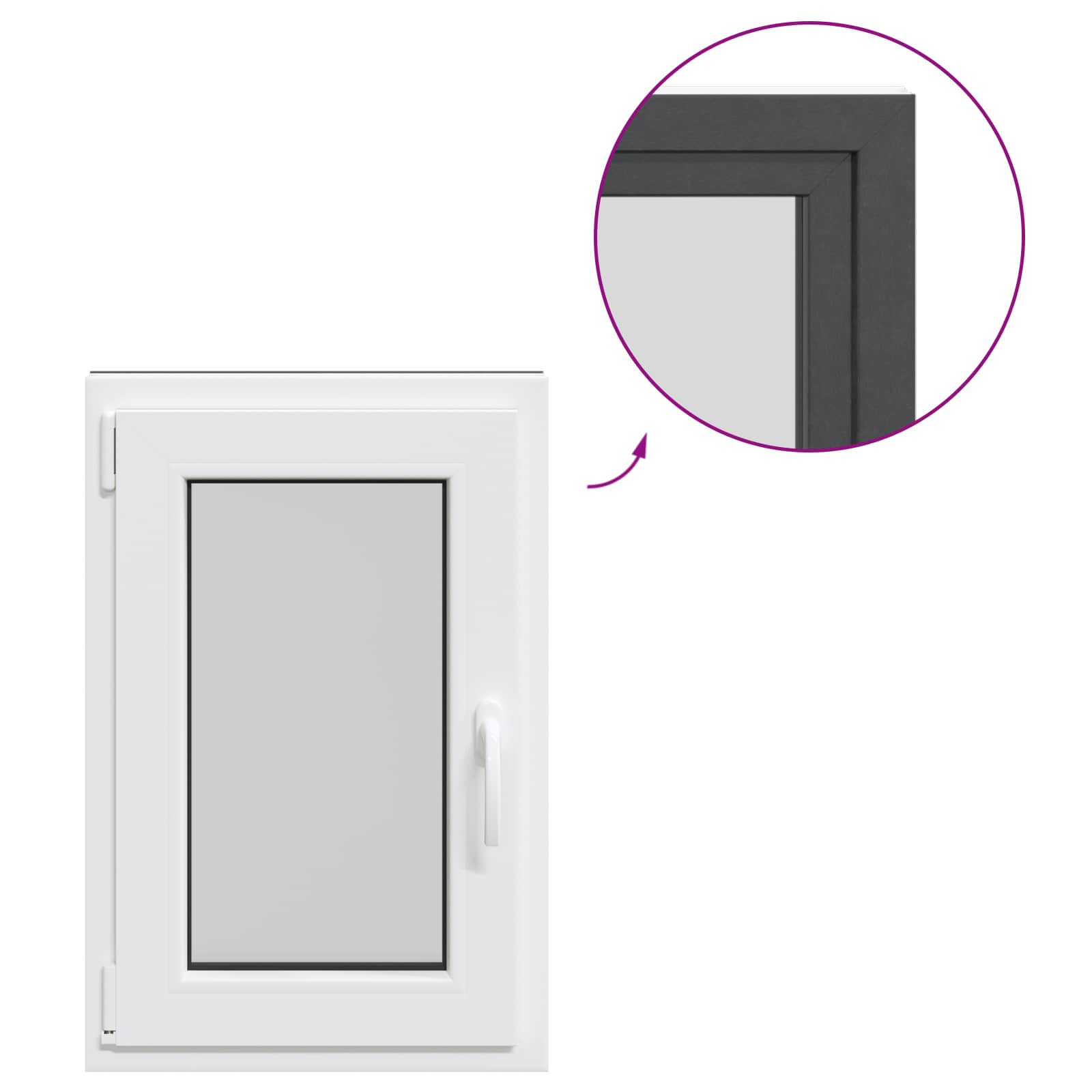 vidaXL Okno piwniczne RISOR 50 x 75 cm PVC i szkło antracytowy