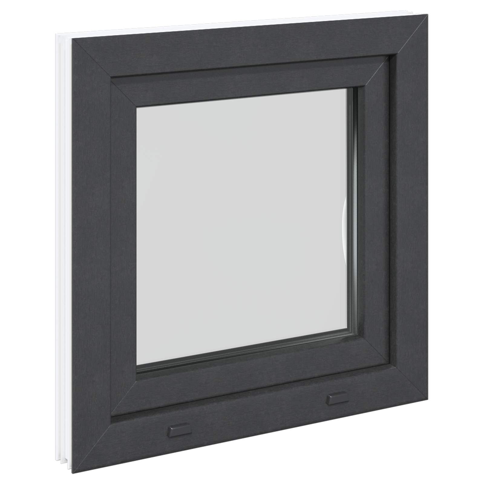 vidaXL Okno piwniczne RISOR 60 x 60 cm PVC i szkło antracytowy