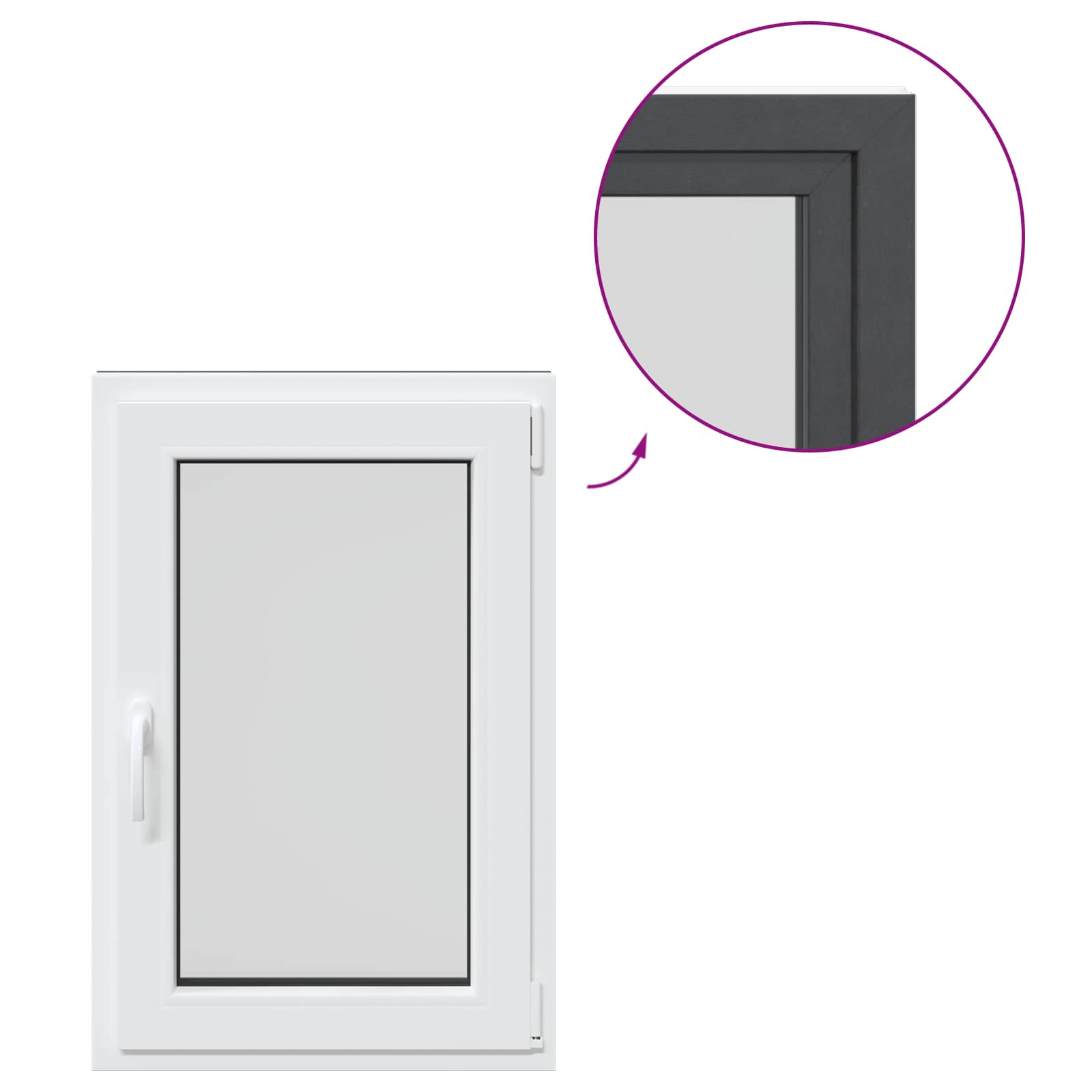 vidaXL Okno piwniczne RISOR 60 x 90 cm PVC i szkło antracytowy