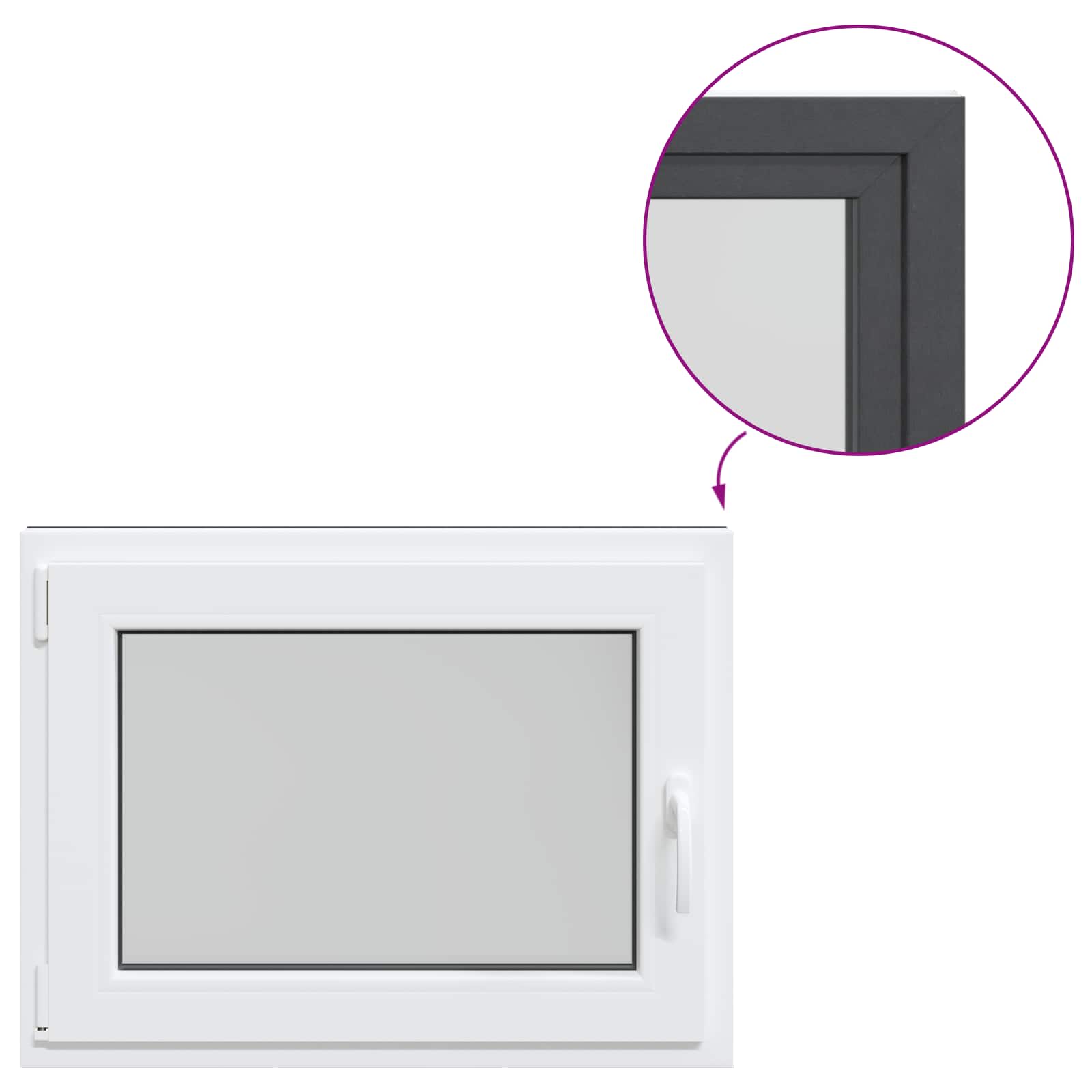 vidaXL Okno piwniczne RISOR 80 x 60 cm PVC i szkło antracytowy