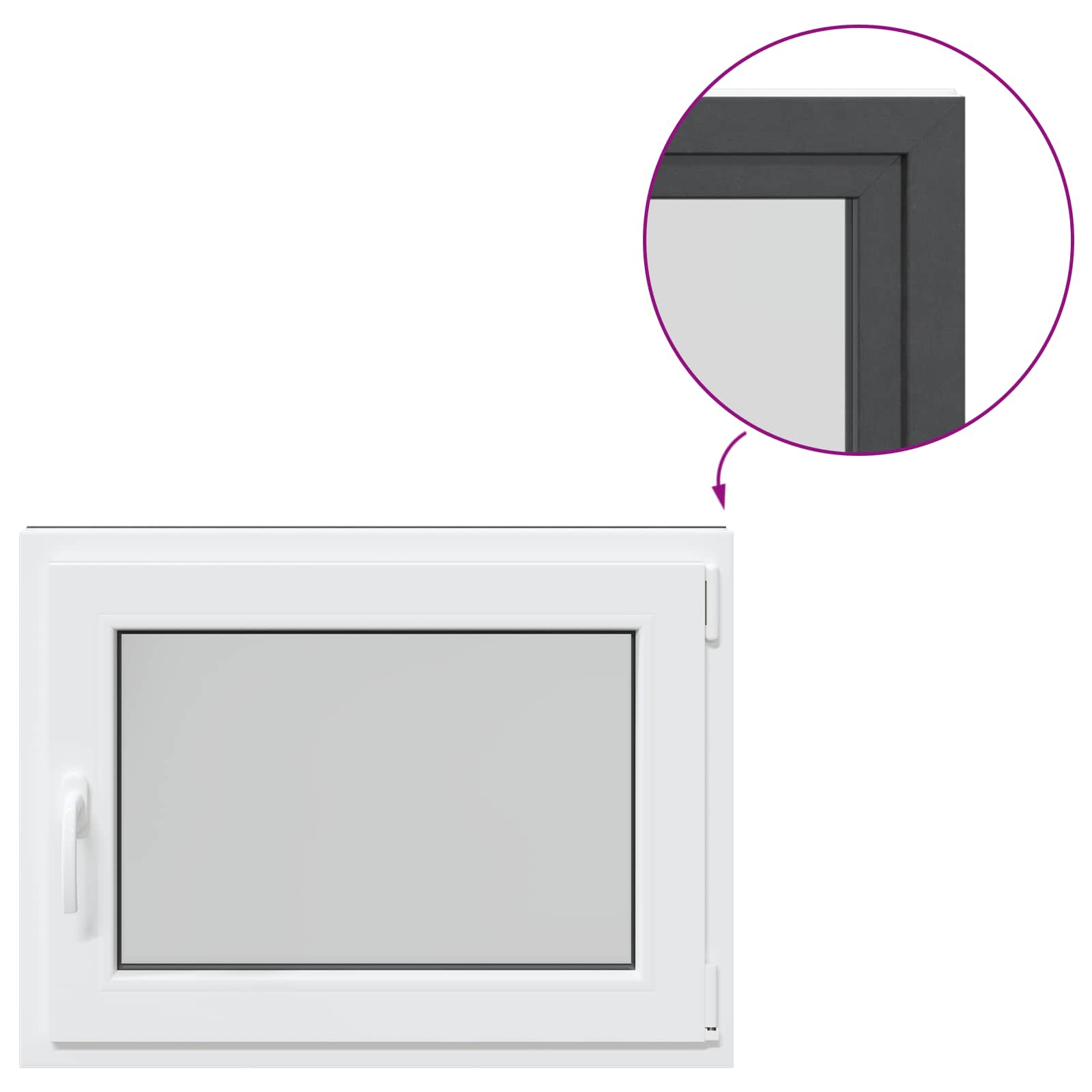 vidaXL Okno piwniczne RISOR 80 x 60 cm PVC i szkło antracytowy