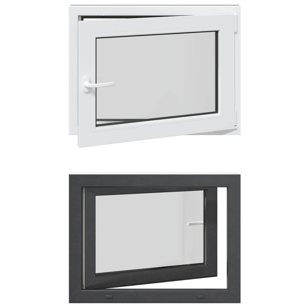 vidaXL Okno piwniczne RISOR 80 x 60 cm PVC i szkło antracytowy