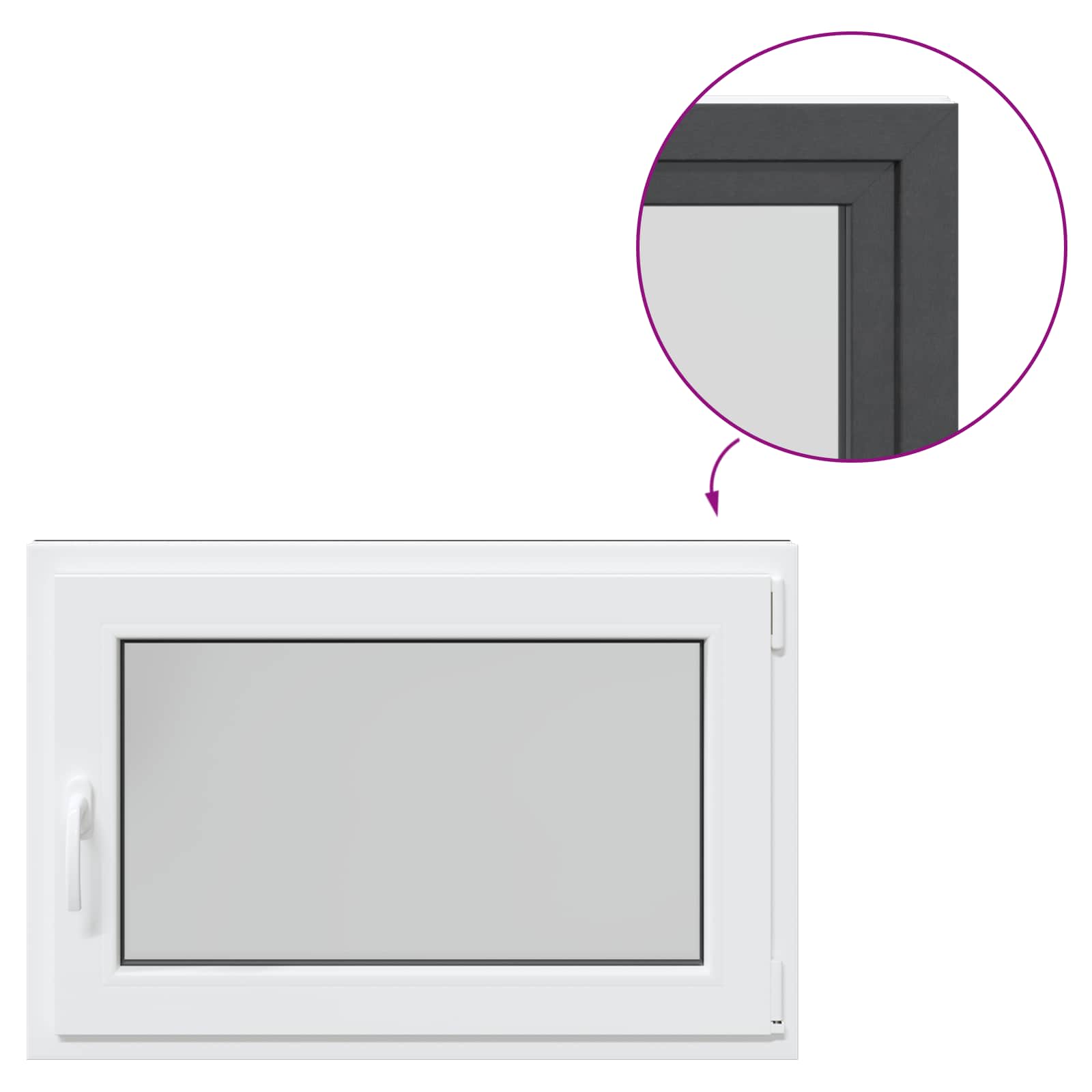 vidaXL Okno piwniczne RISOR 90 x 50 cm PVC i szkło antracytowy