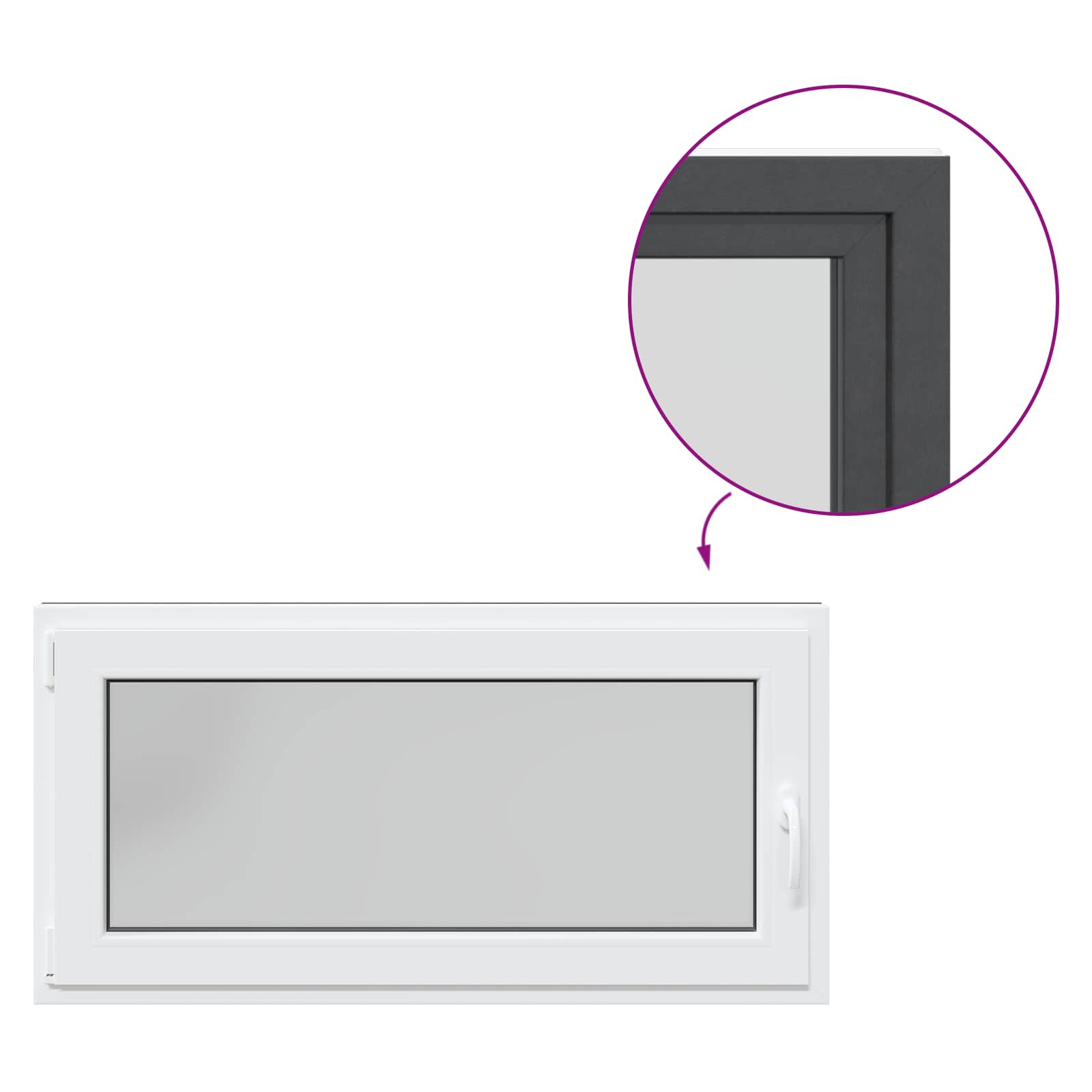vidaXL Okno piwniczne RISOR 120 x 60 cm PVC i szkło antracytowy