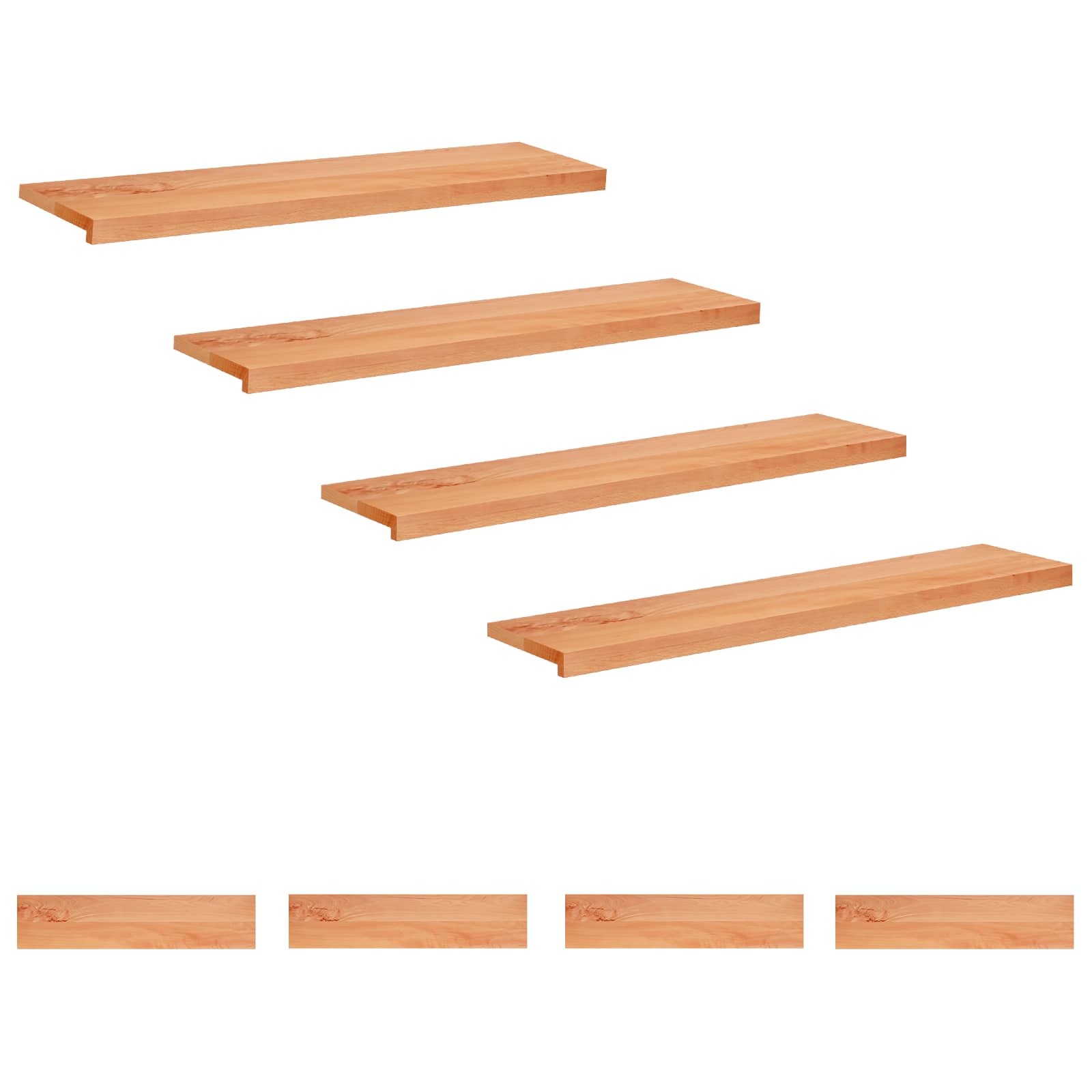 vidaXL Nakładki na schody 8 szt. 110 x 25 x 2 cm Lakier Drewno bukowe