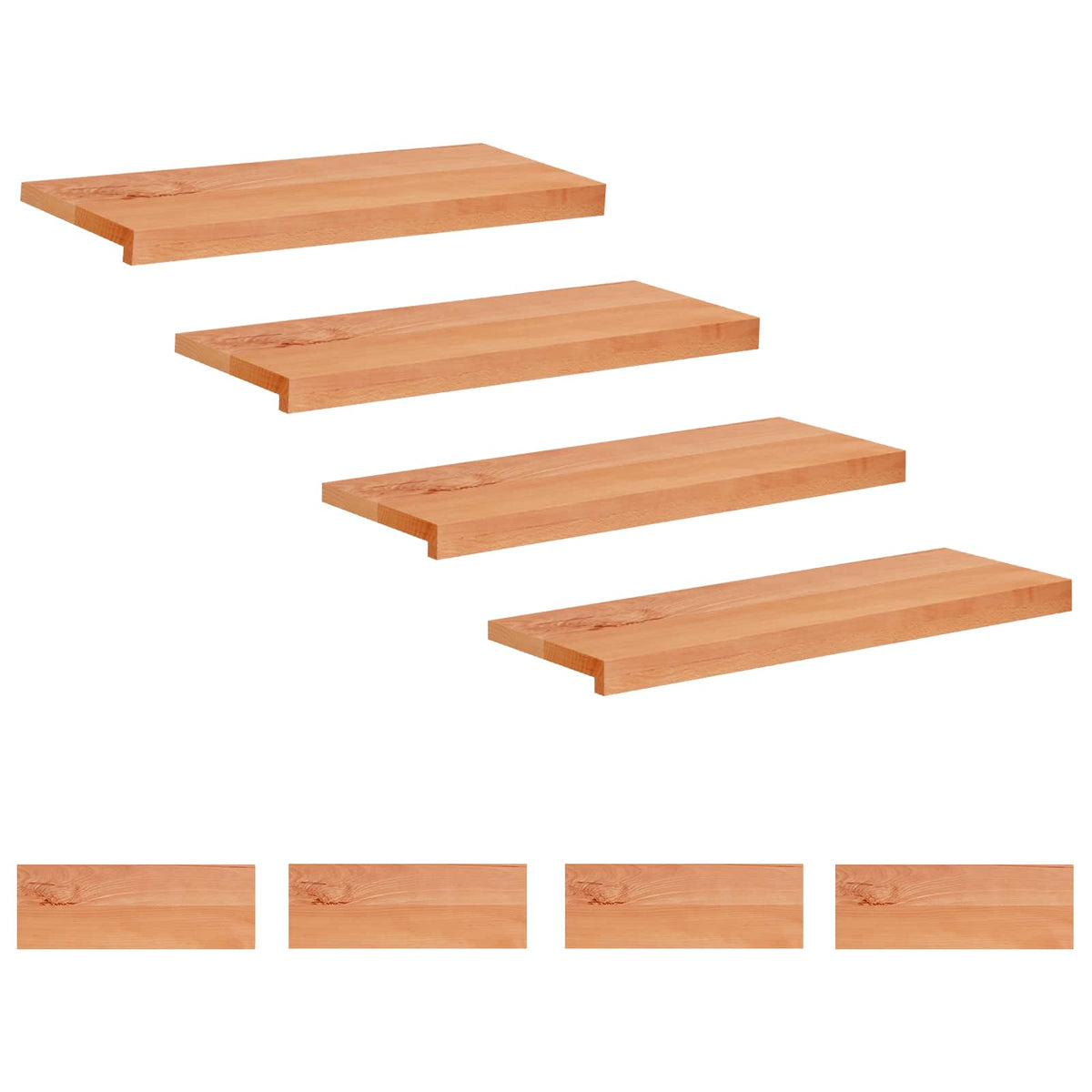 vidaXL Nakładki na schody 8 szt. 70 x 30 x 2 cm Lakier Drewno bukowe