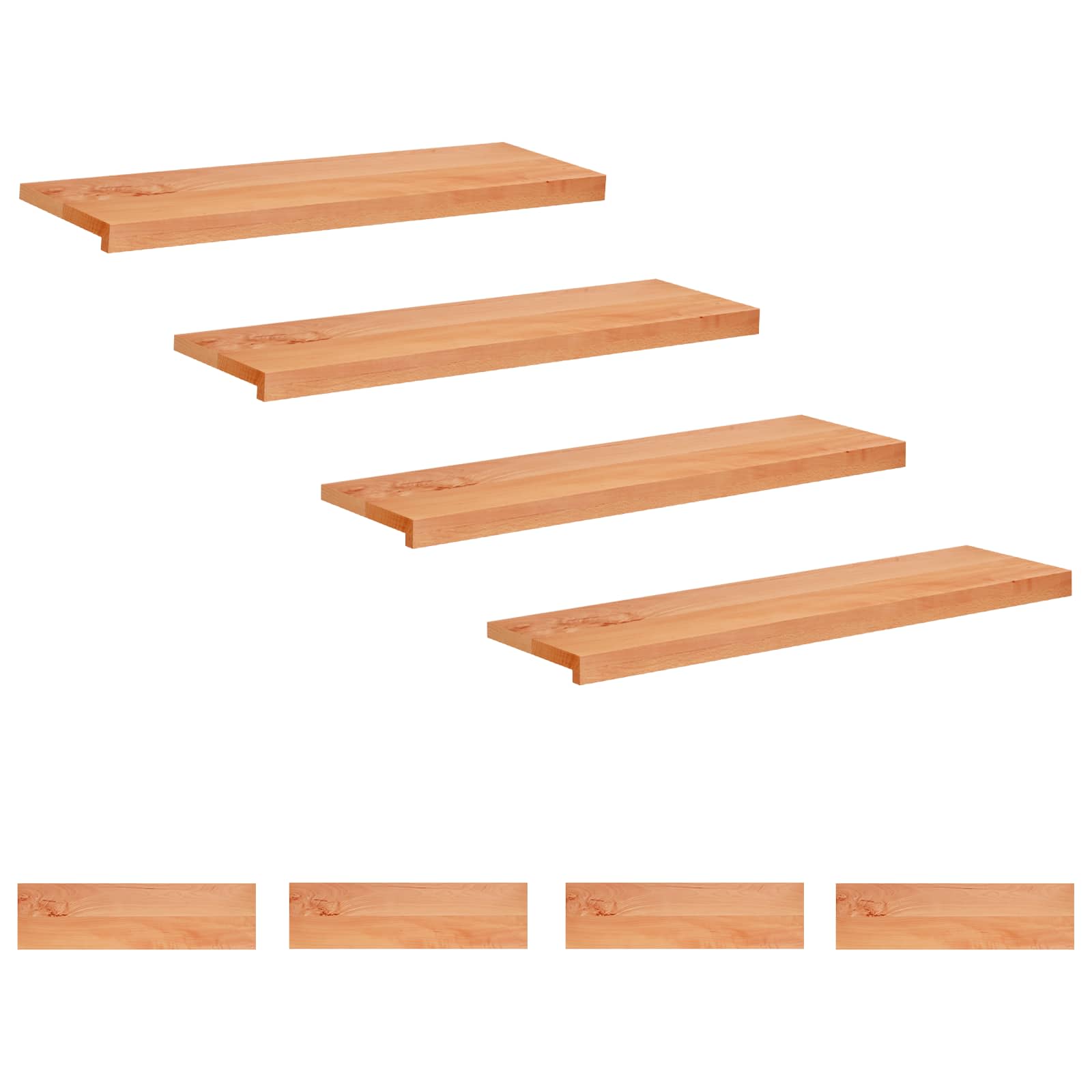 vidaXL Nakładki na schody 8 szt. 90 x 30 x 2 cm Lakier Drewno bukowe