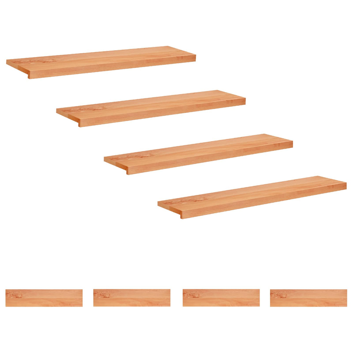 vidaXL Nakładki na schody 8 szt. 110 x 30 x 2 cm Lakier Drewno bukowe