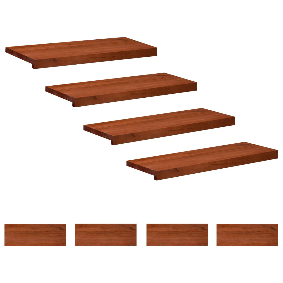 vidaXL Nakładki na schody 8 szt. 70 x 30 x 2 cm brązowy Drewno bukowe