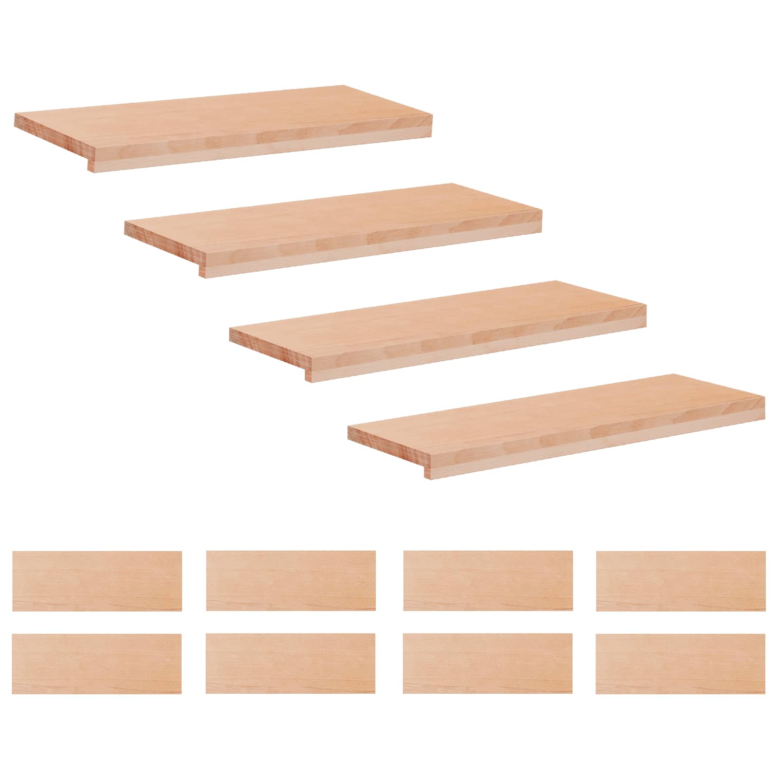 vidaXL Nakładki na schody 12 szt. 80 x 25 x 2 cm naturalny