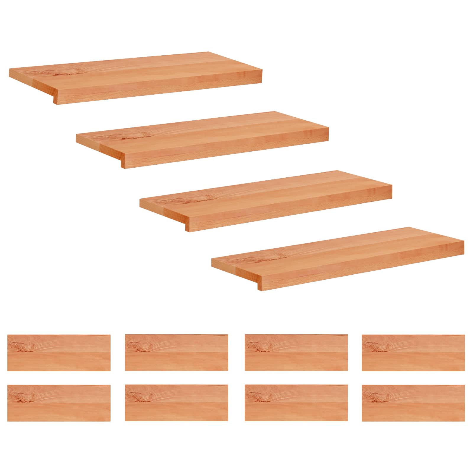 vidaXL Nakładki na schody 12 szt. 70 x 25 x 2 cm Lakier Drewno bukowe