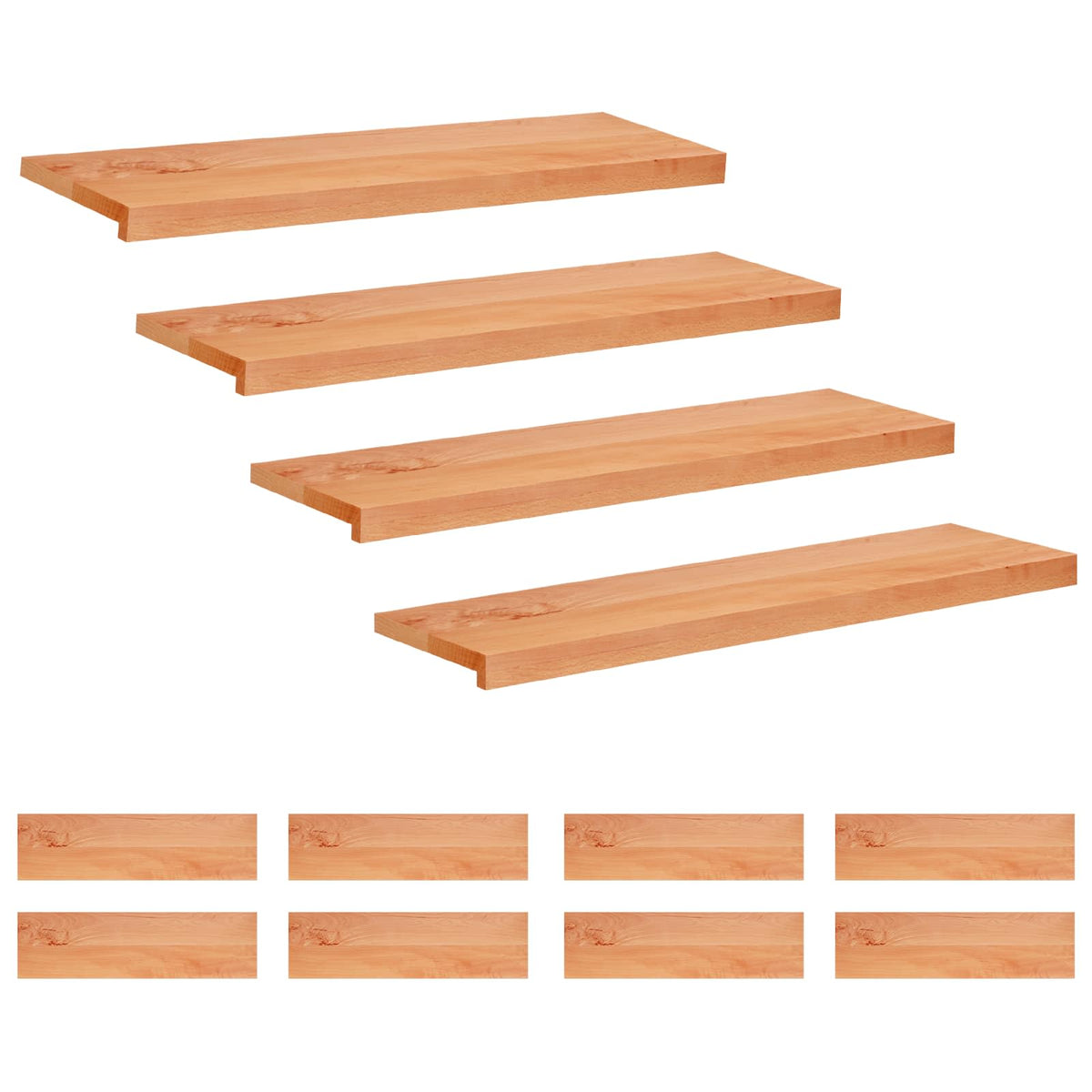 vidaXL Nakładki na schody 12 szt. 90 x 25 x 2 cm Lakier Drewno bukowe