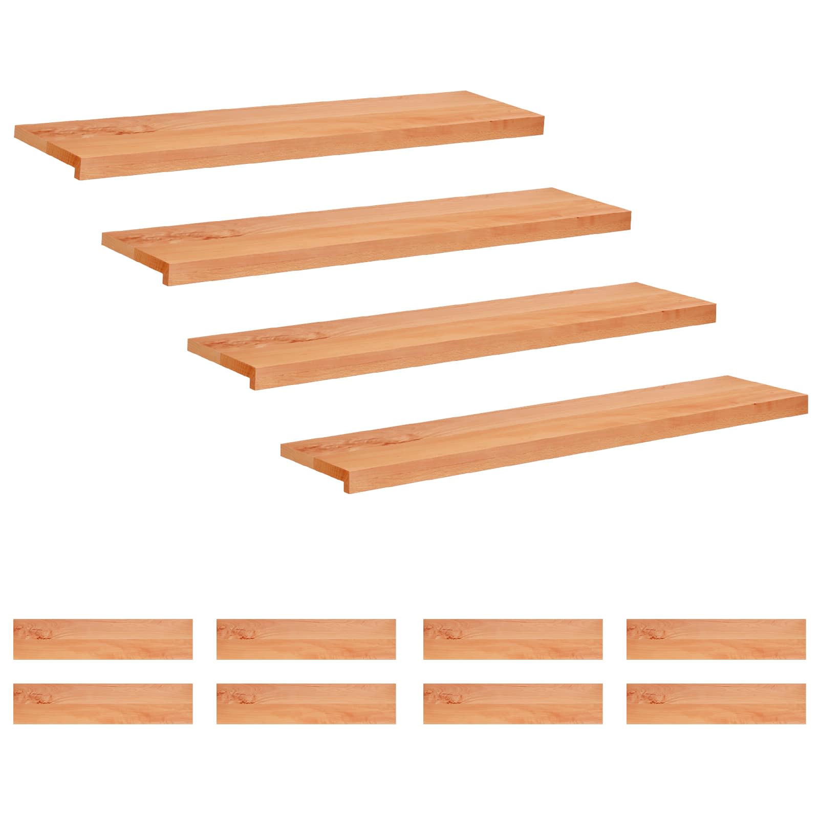vidaXL Nakładki na schody 12 szt. 110 x 25 x 2 cm Lakier Drewno bukowe