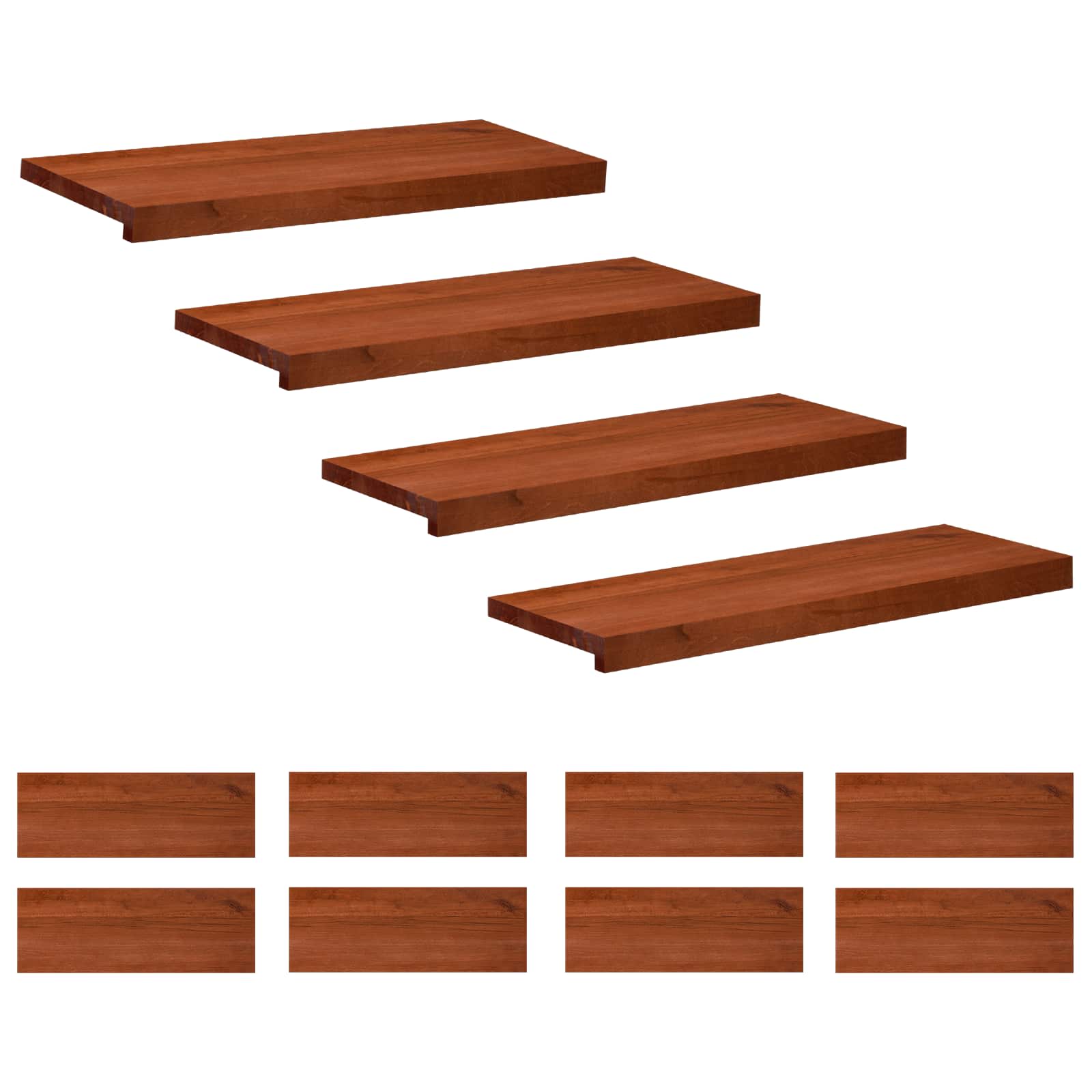vidaXL Nakładki na schody 12 szt. 70 x 25 x 2 cm brązowy Drewno bukowe