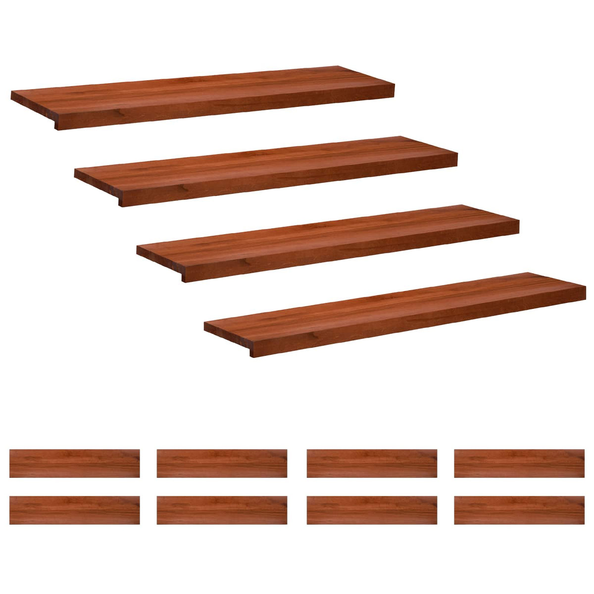 vidaXL Nakładki na schody 12 szt. 110 x 30 x 2 cm brązowy