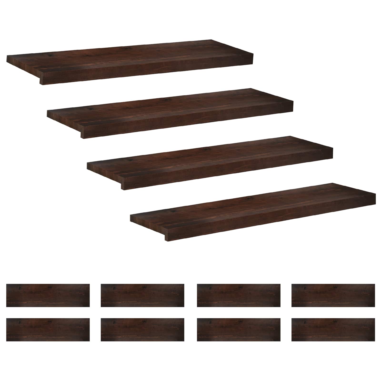 vidaXL Nakładki na schody 12 szt. 90 x 25 x 2 cm Ciemny brąz